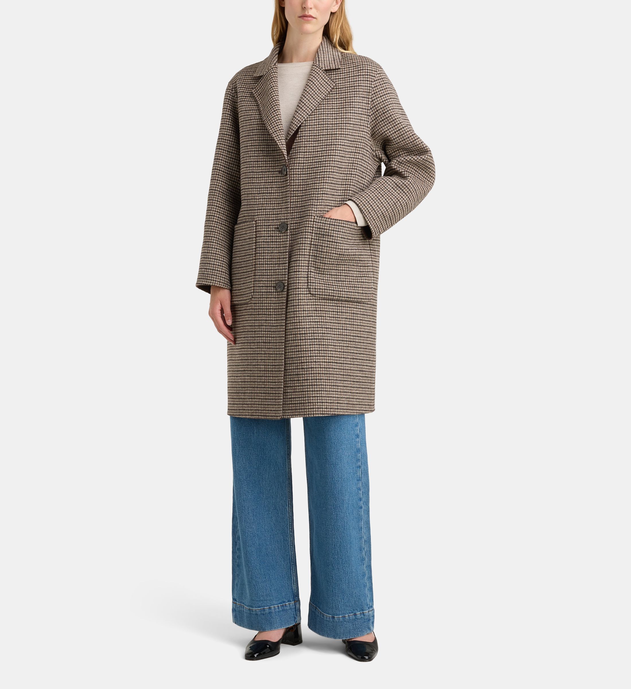 Manteau mi long réversible claudel bi chk, GALERIES LAFAYETTE