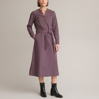 Robe droite flanelle, longue, manches longues ANNE WEYBURN