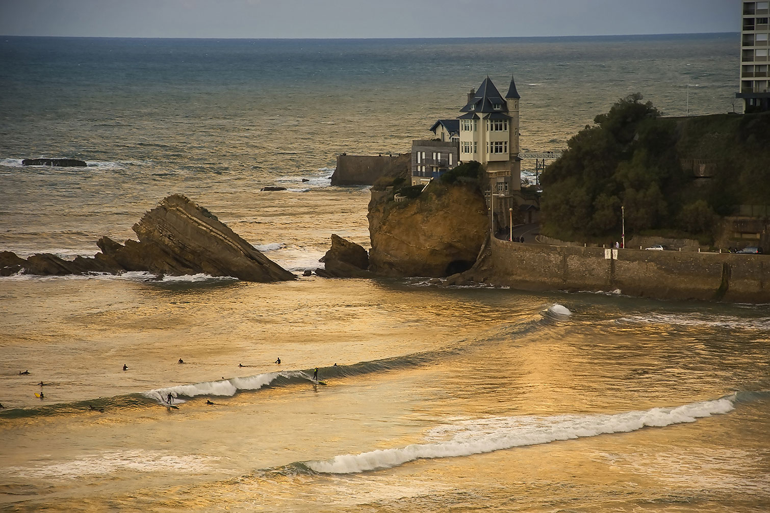 Tableau paysage ocean biarritz et la villa belza, HEXOA