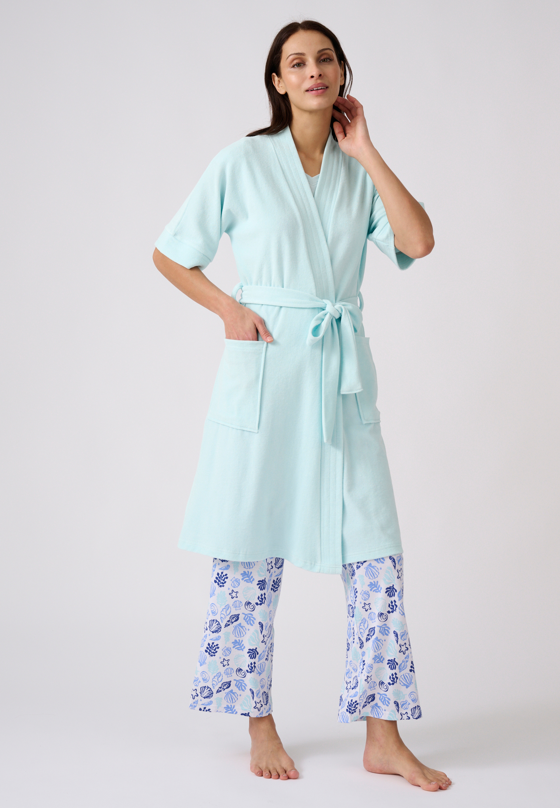 Robe de chambre forme kimono, maille bouclette, DAMART