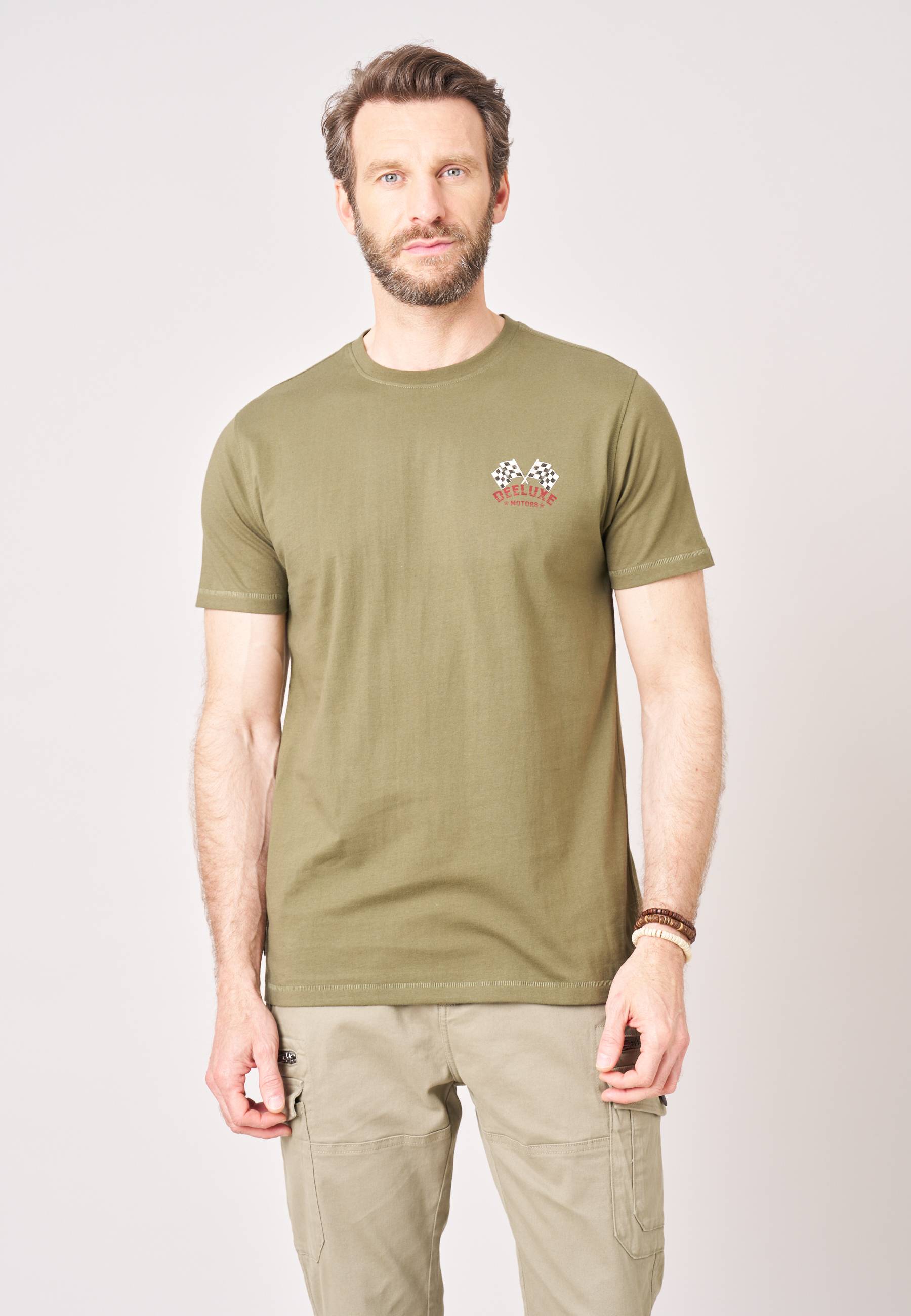 T-shirt regular homme en jersey 100% coton imprimé crâne racing FINALLY, DEELUXE