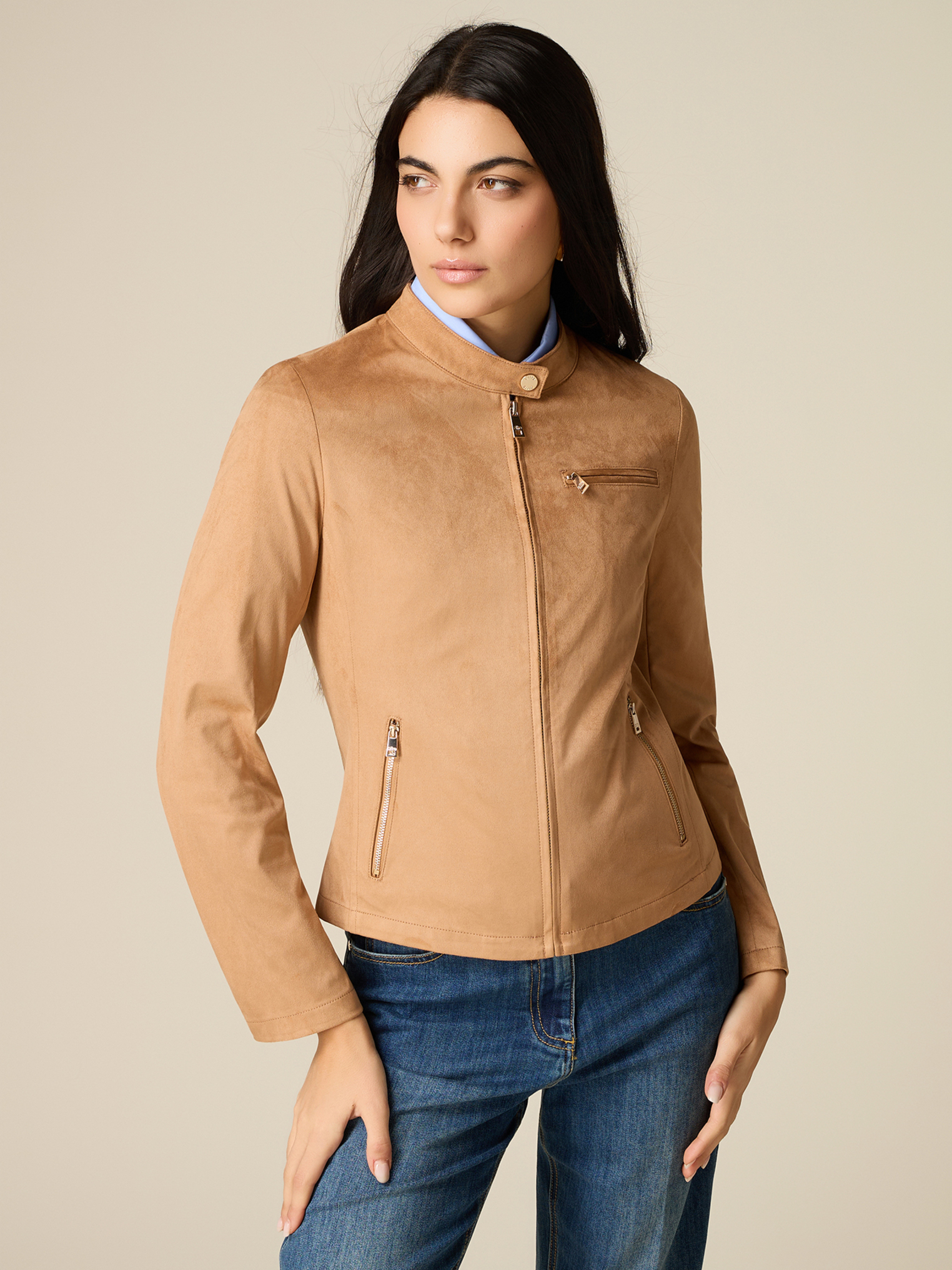 Veste avec zip et col mao, OLTRE