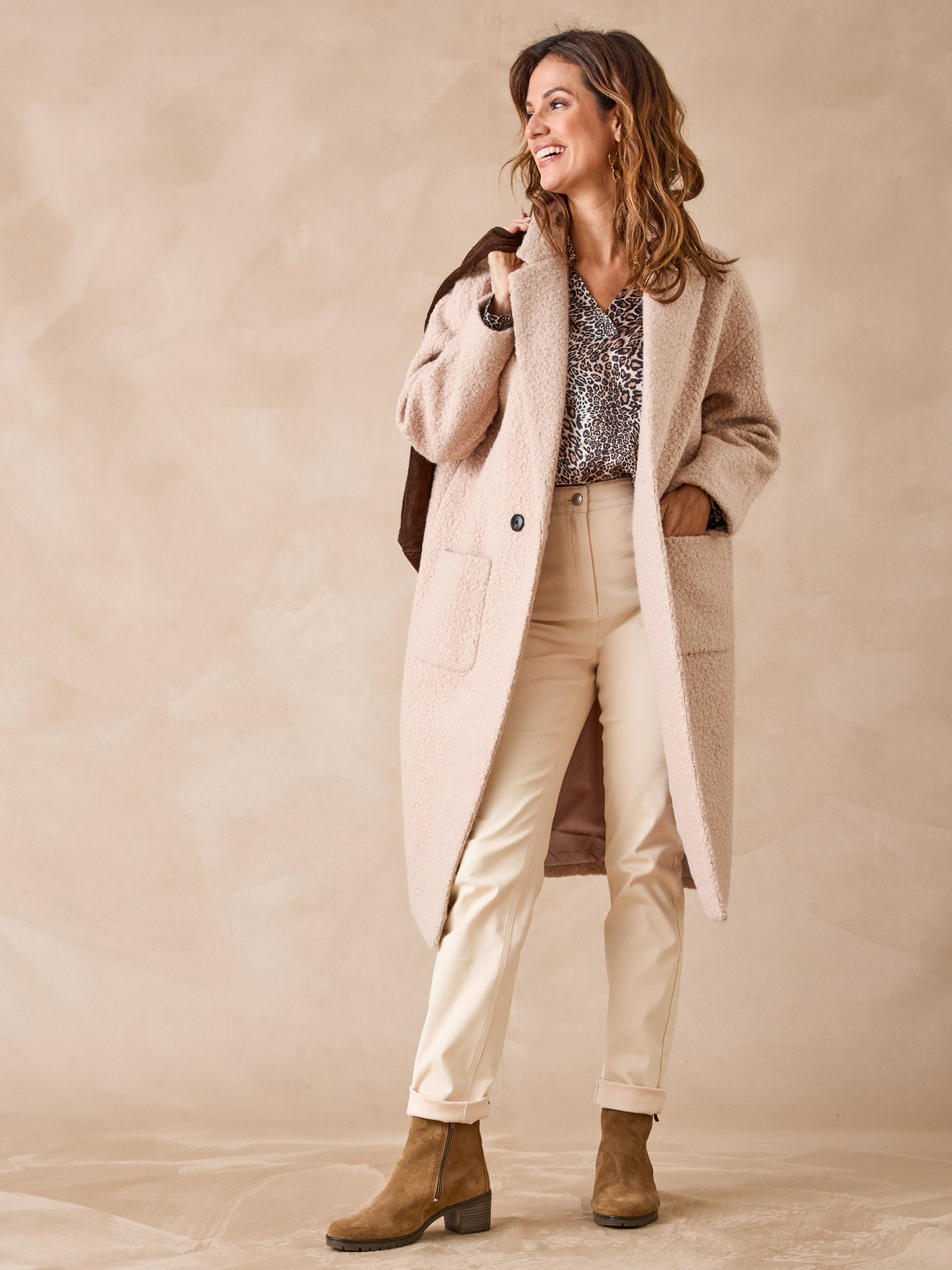 Manteau croisé tissu bouclette, DAXON