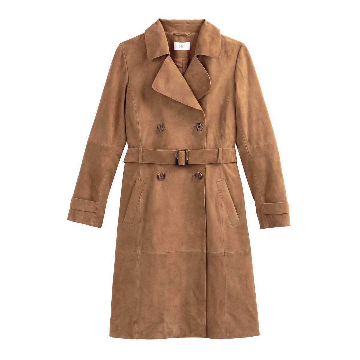 Long leather trench coat , camel, La Redoute Collections | La Redoute