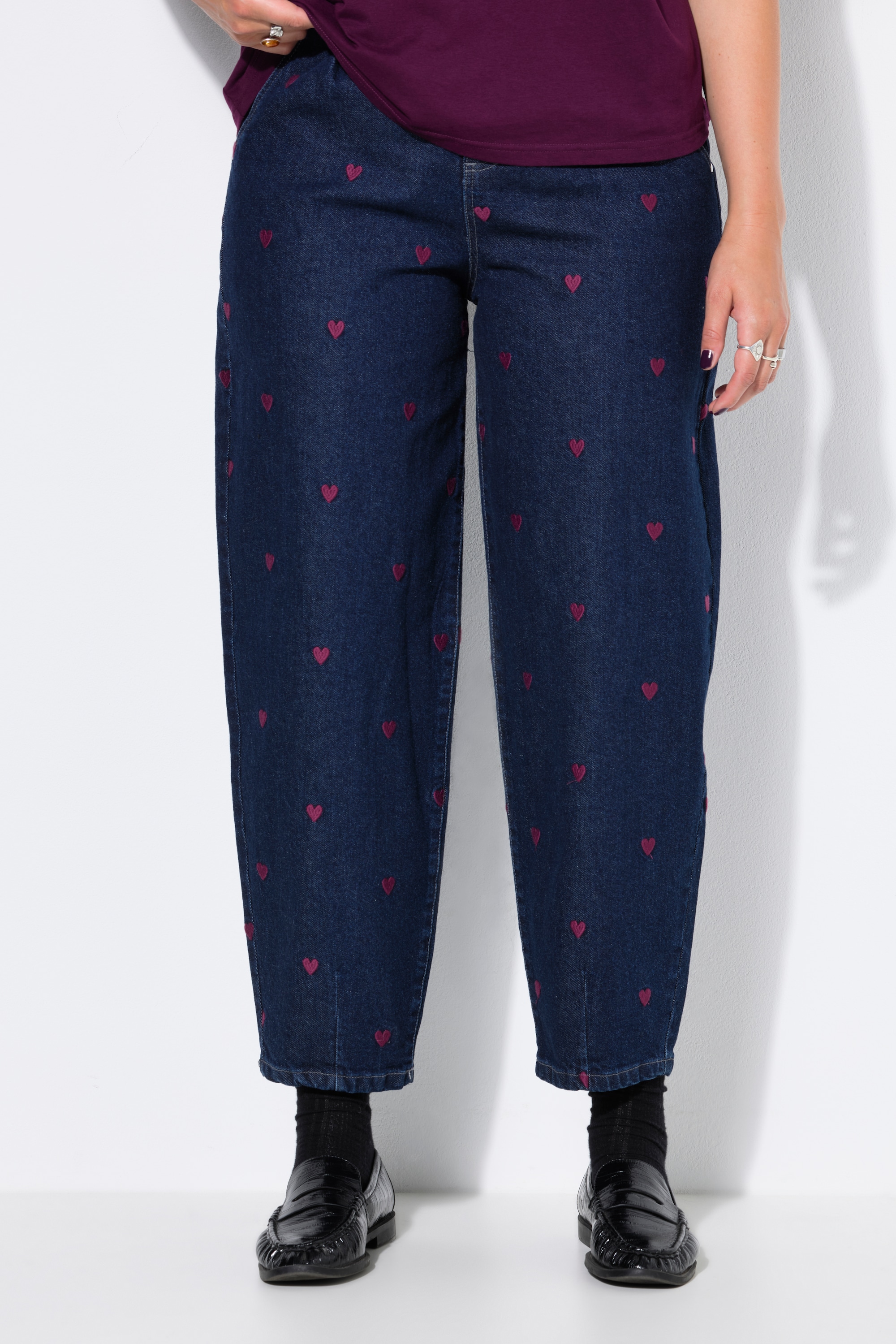 Jean Balloon ample, denim cœurs, 5 poches, STUDIO UNTOLD