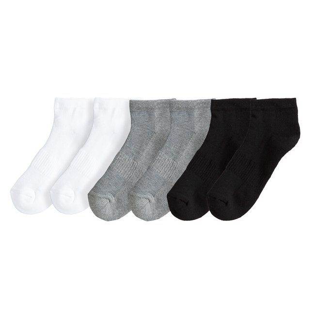 Pack of 6 Pairs of Socks in Cotton Mix, Made in Europe white + grey + black LA REDOUTE COLLECTIONS