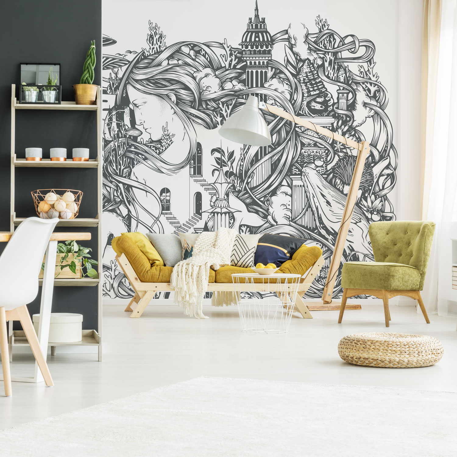 Papier peint panoramique Atlante, Beige 300 x 250cm, ACTE DECO