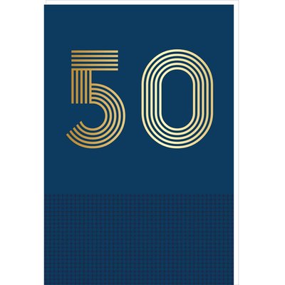 Carte d'anniversaire 50 ans en Or - Bleu foncé - A message - Pour Homme et Femme - 11,5 x 17  cm - DRAEGER PARIS