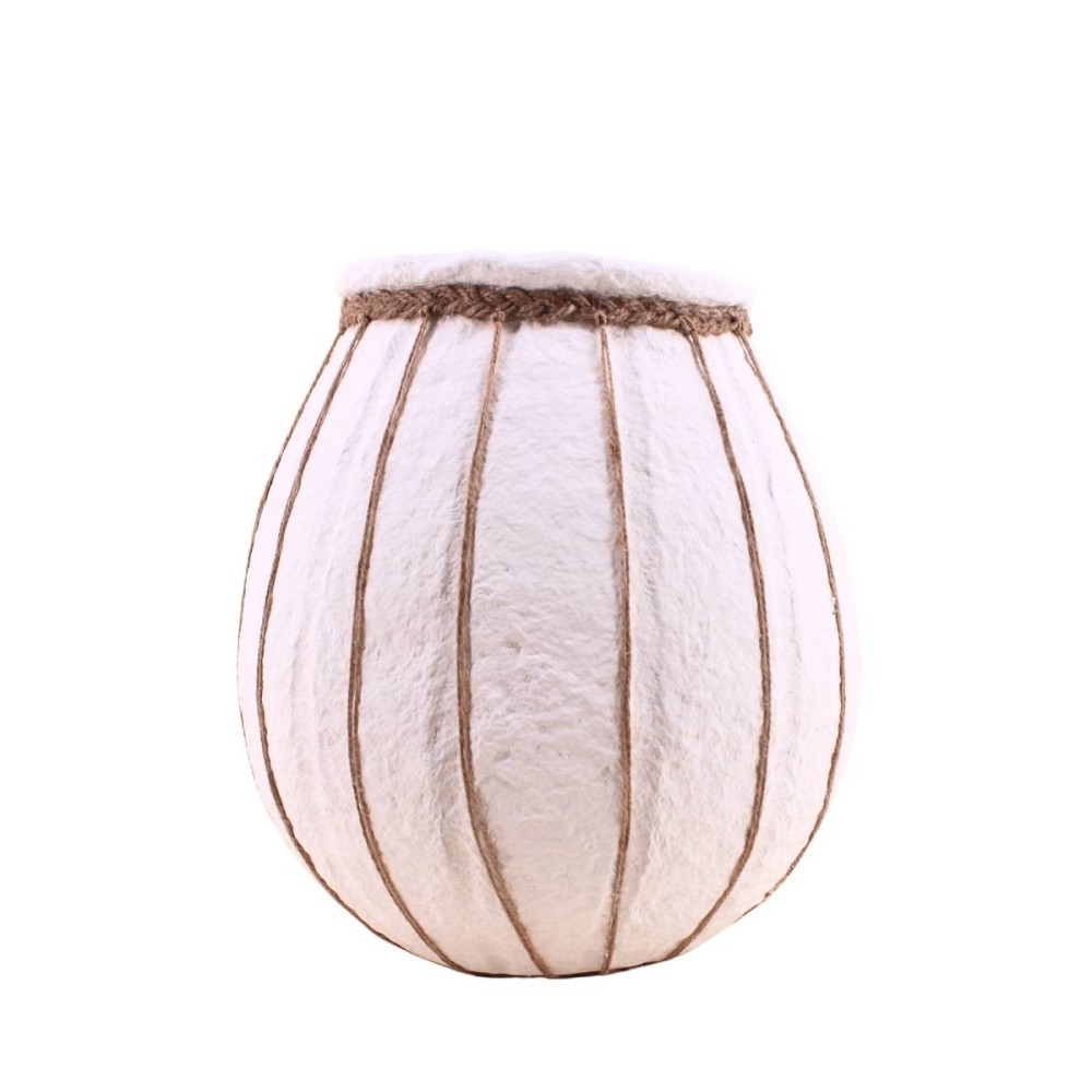 Vase en papier maché détails en jute, H35cm, ORNAMI