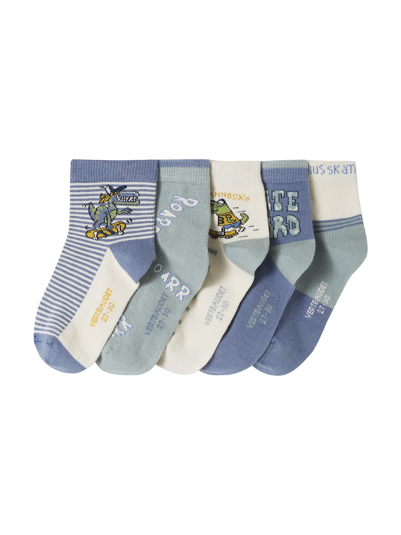 Lot de 5 paires de chaussettes "tyrannoskate", VERTBAUDET
