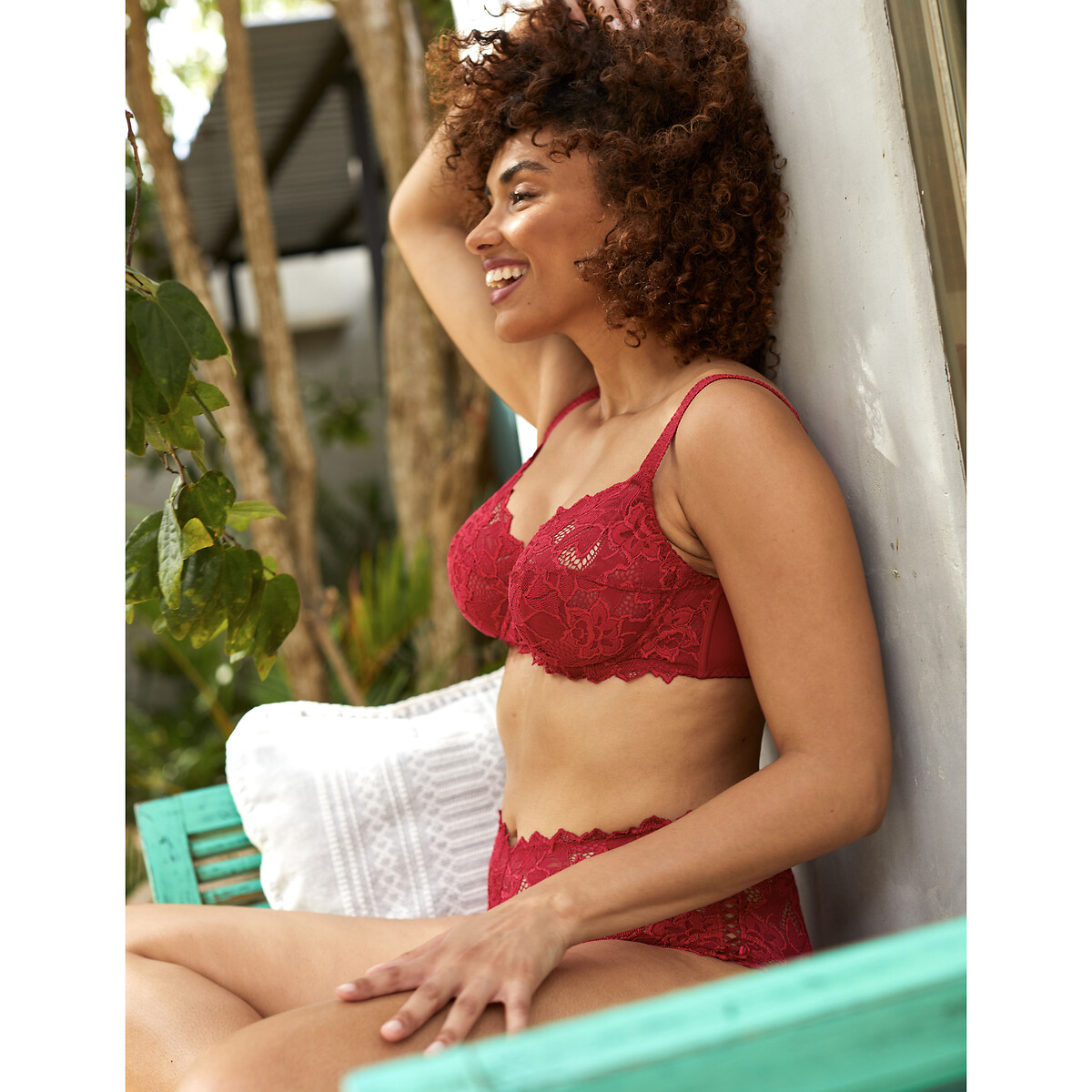 Sans Complexe Arum 70564-HJF Dusty Olive Green Floral Lace Non-Padded  Underwired Full Cup Bra 42E 