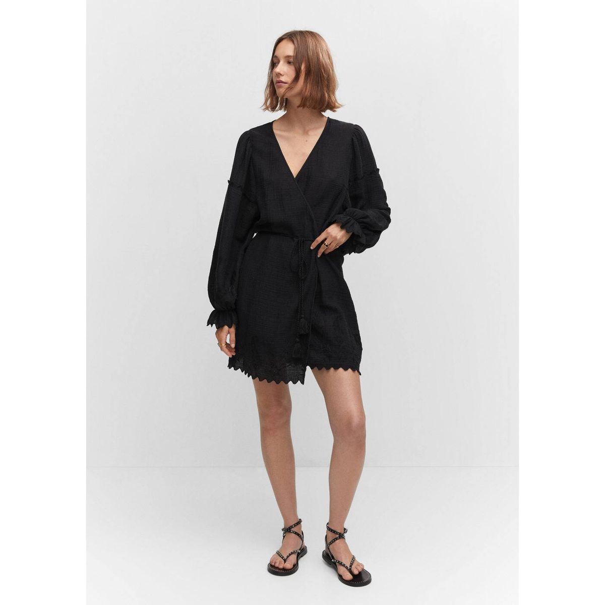 Robe textur e broderies noir Mango La Redoute