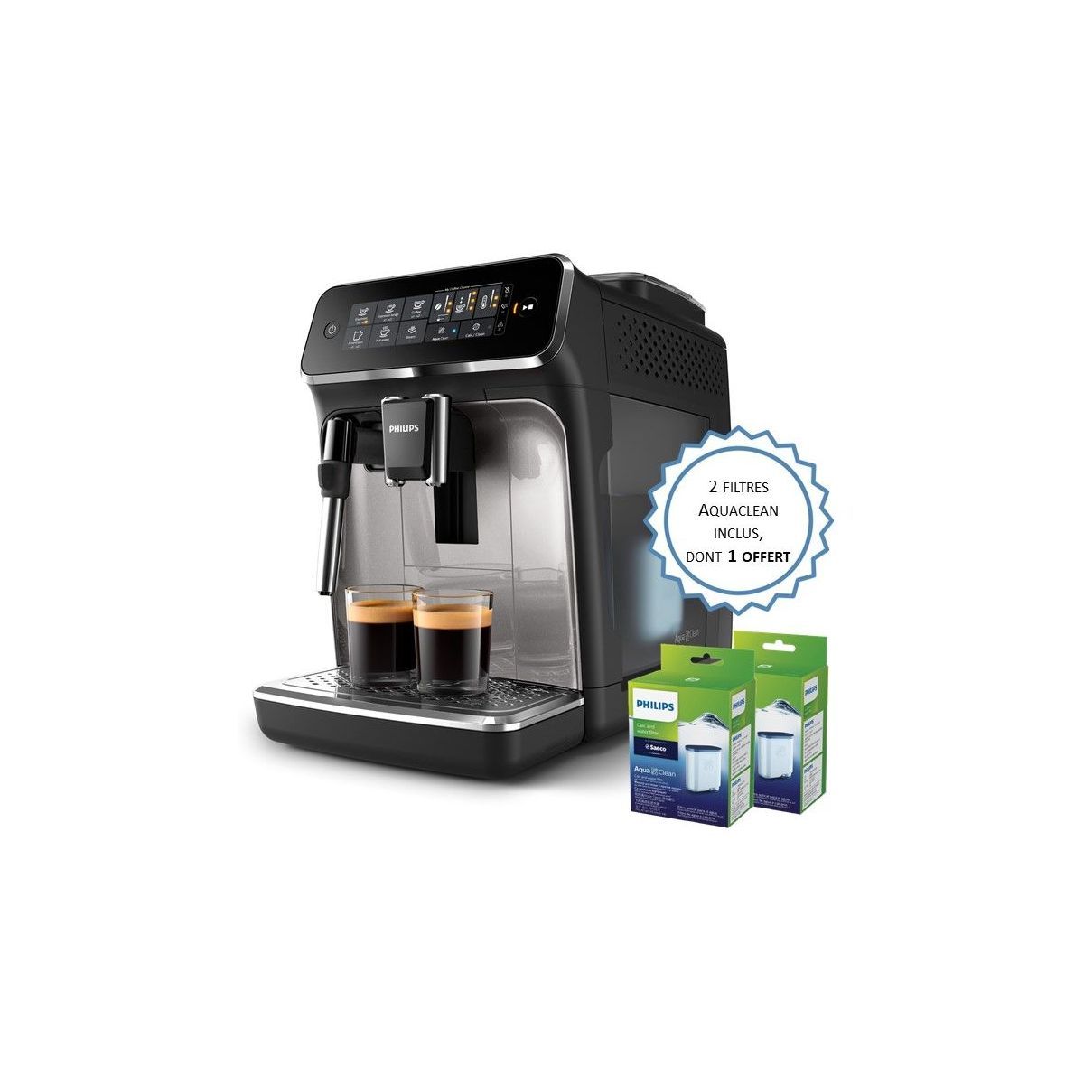 Krups Machine à café broyeur grain, 2 expresso simultanés, Nettoyage  automatique, Buse vapeur Cappuccino, Essential blanche EA810570