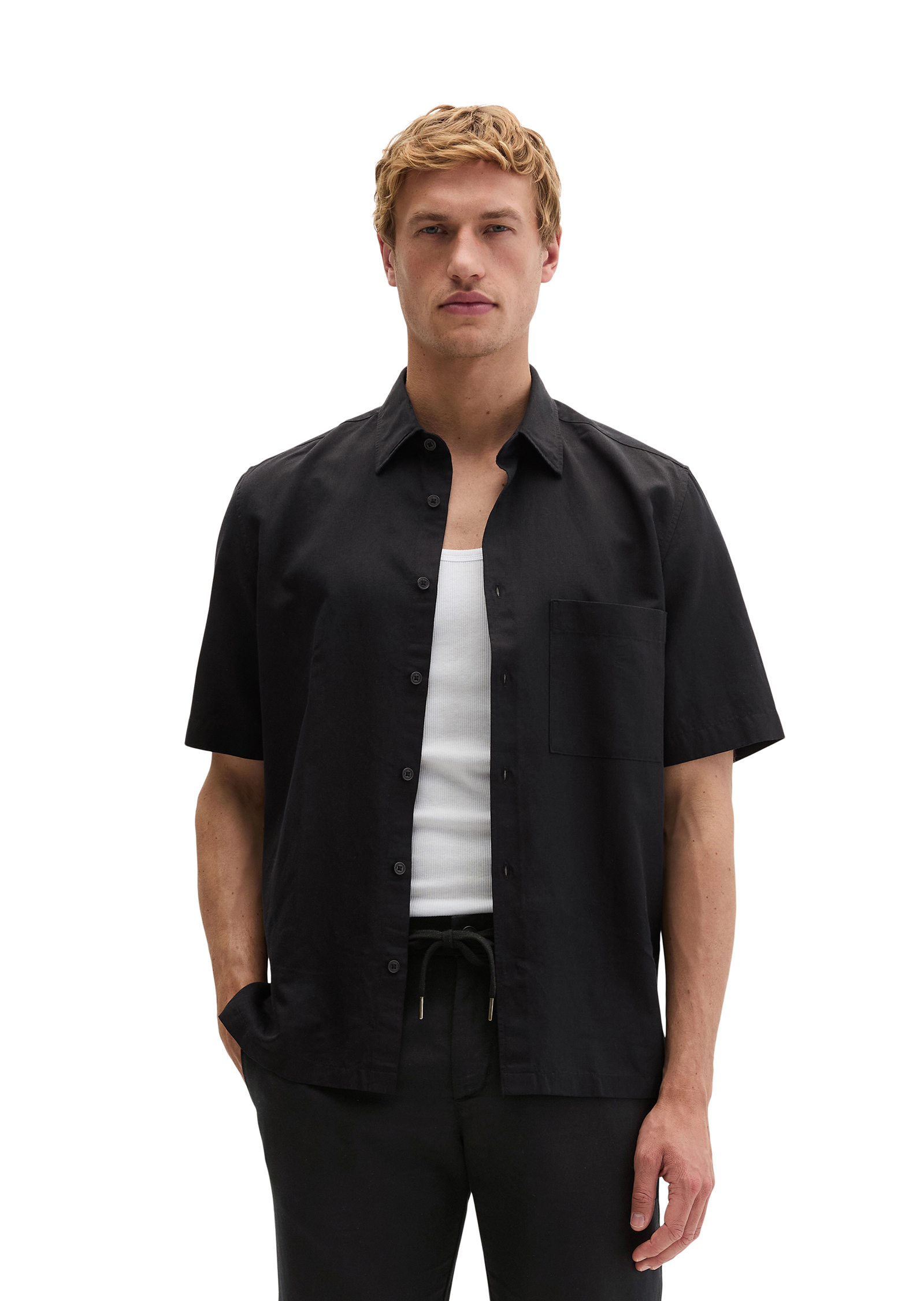 Chemise à manches courtes regular en doux TENCEL™ Lyocell - Mix, MARC O'POLO