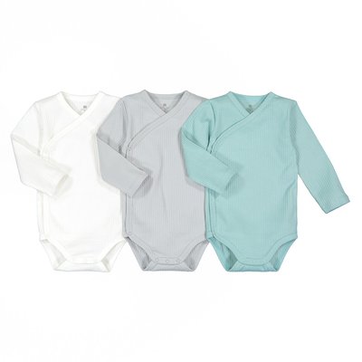 Pack of 3 Newborn Bodysuits in Plain Organic Cotton LA REDOUTE COLLECTIONS