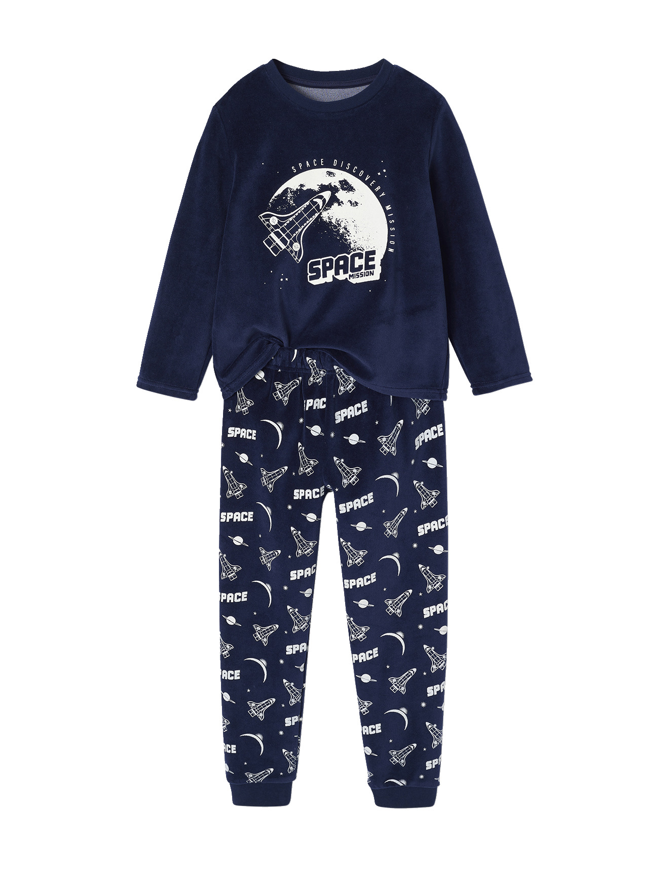Pyjama Velours imprimé Fusée Garçon, VERTBAUDET