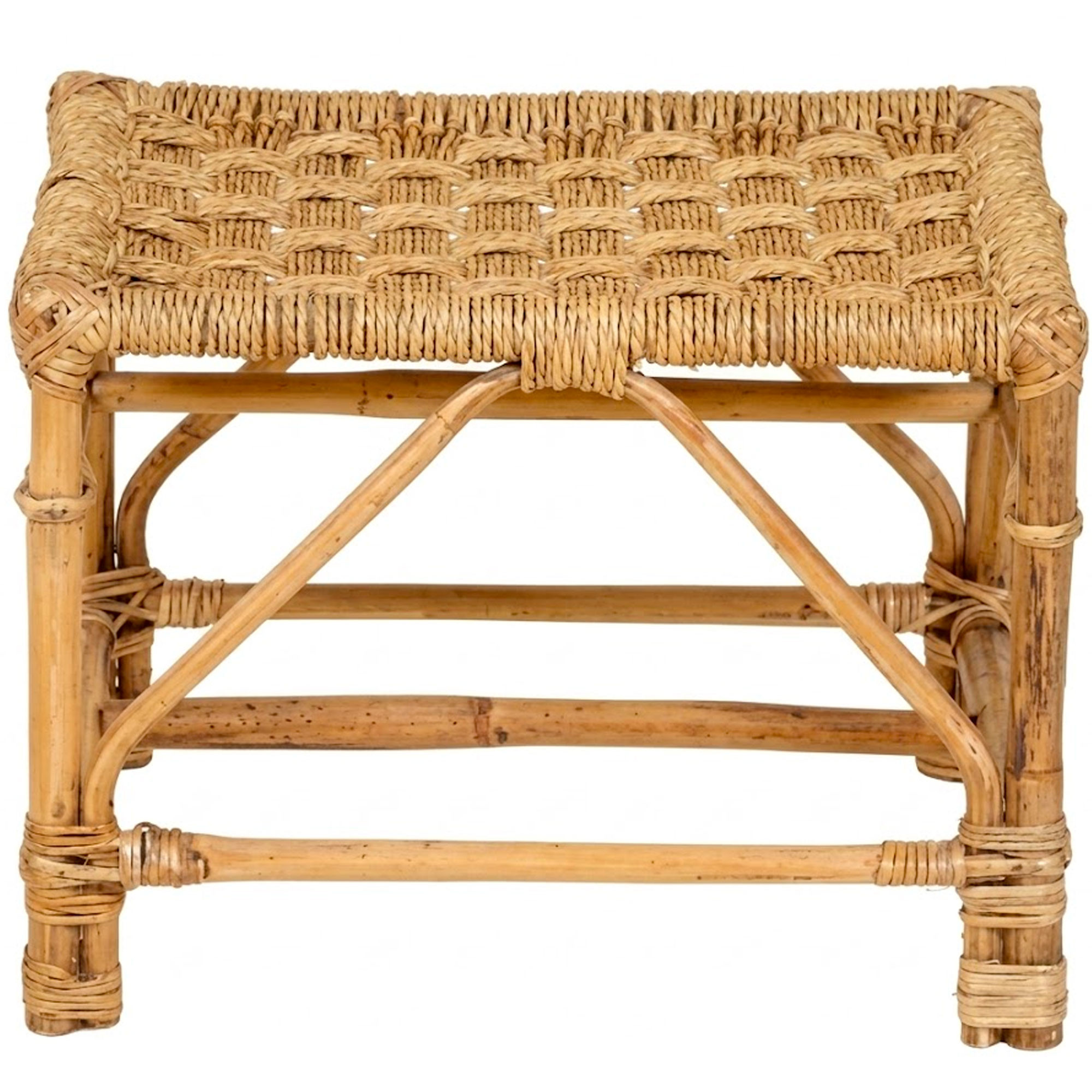 Table basse bambou et osier 36x36x41cm, VERSA
