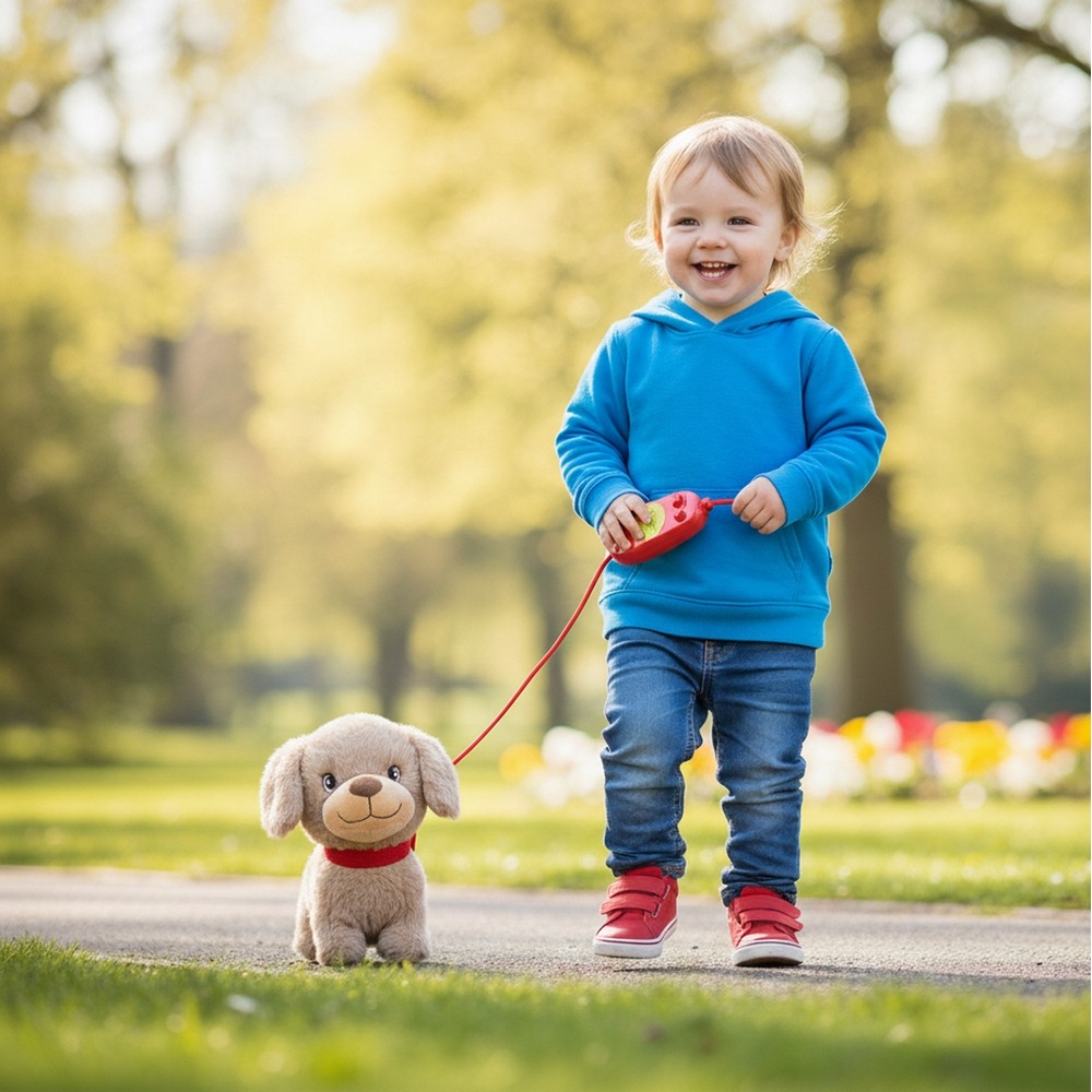 Ancien Chien Jouet Filoguidé à Piles CARL - En Peluche - Occasion Collector