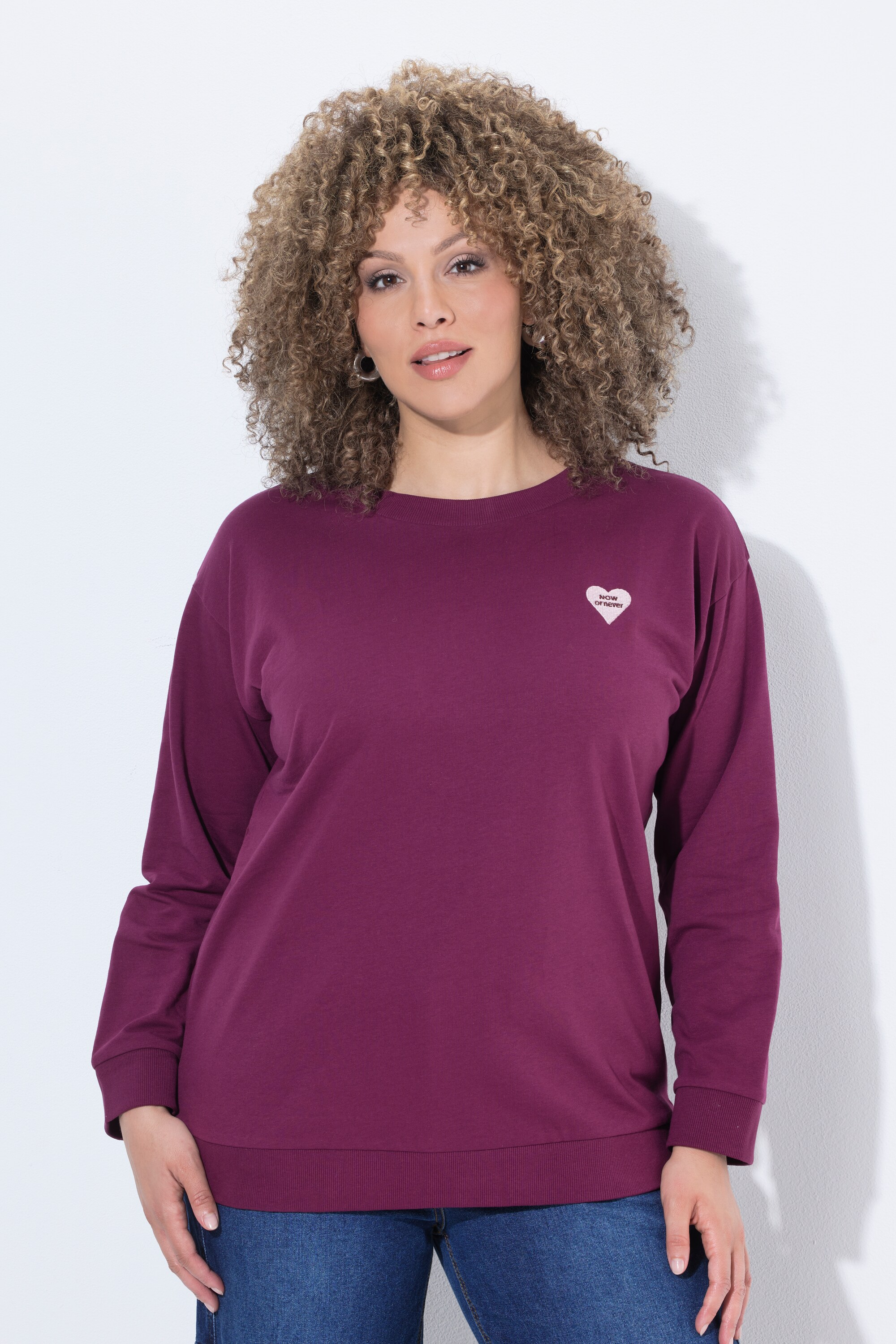 Sweat-shirt avec cœur brodé, coupe oversize, ULLA POPKEN