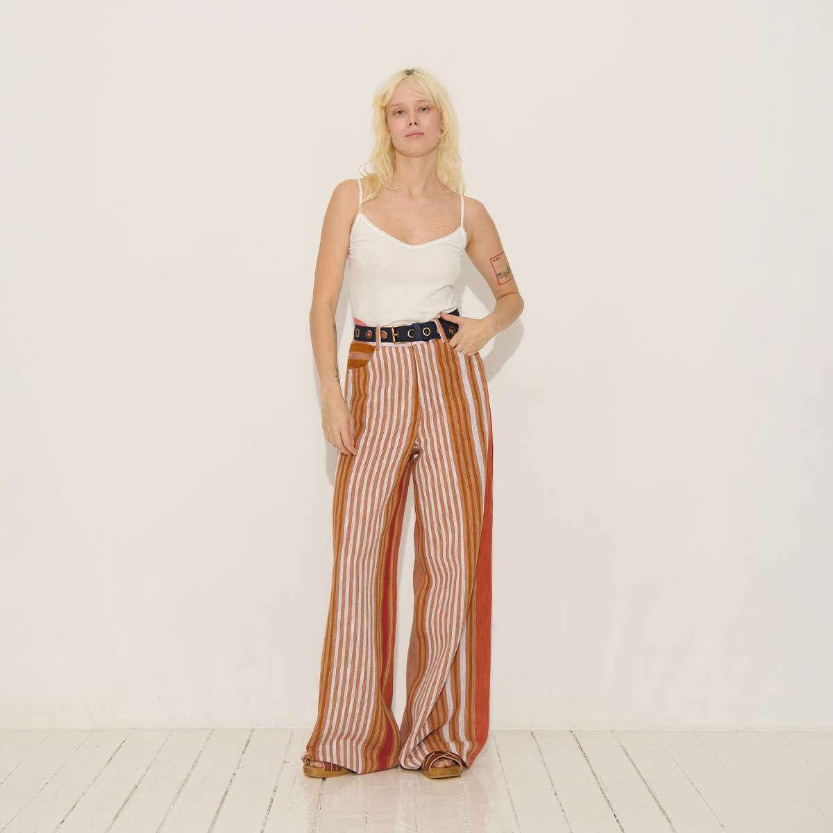 Pantalon large taille haute en coton NELSY, BENSIMON