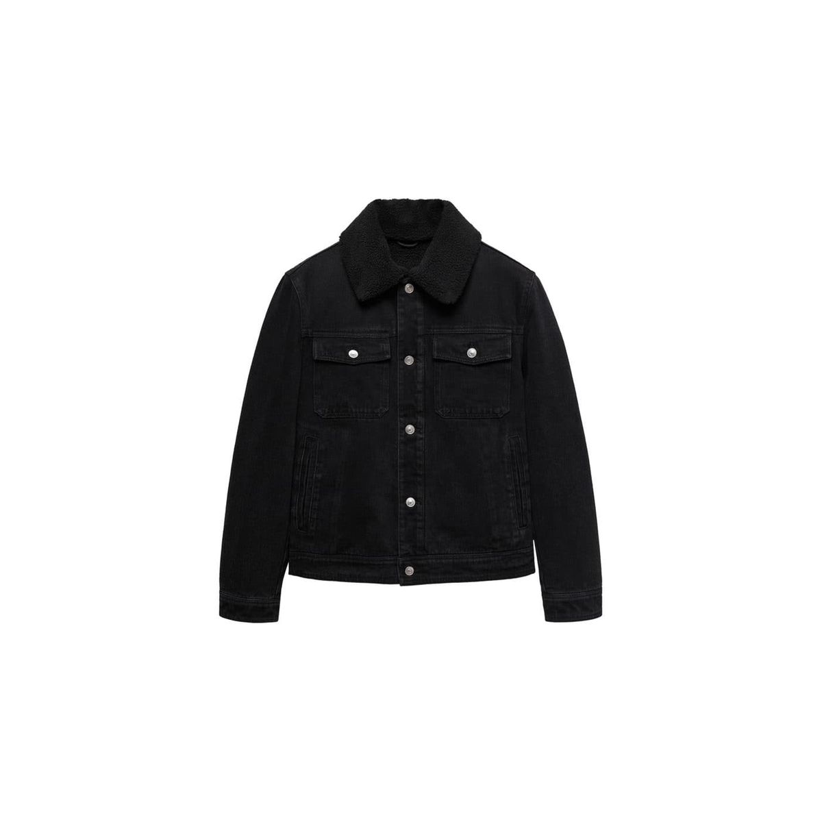 Veste en jean on sale noir col mouton homme