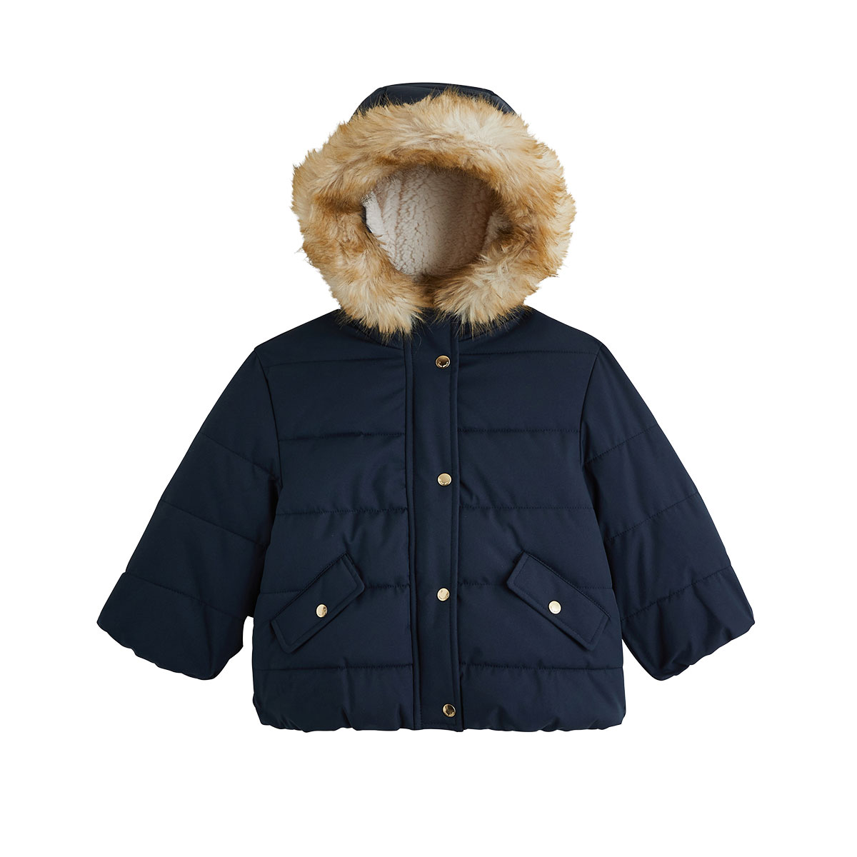 Doudoune enfant imperméable doublée sherpa avec capuche Adèle, PETIT BEGUIN