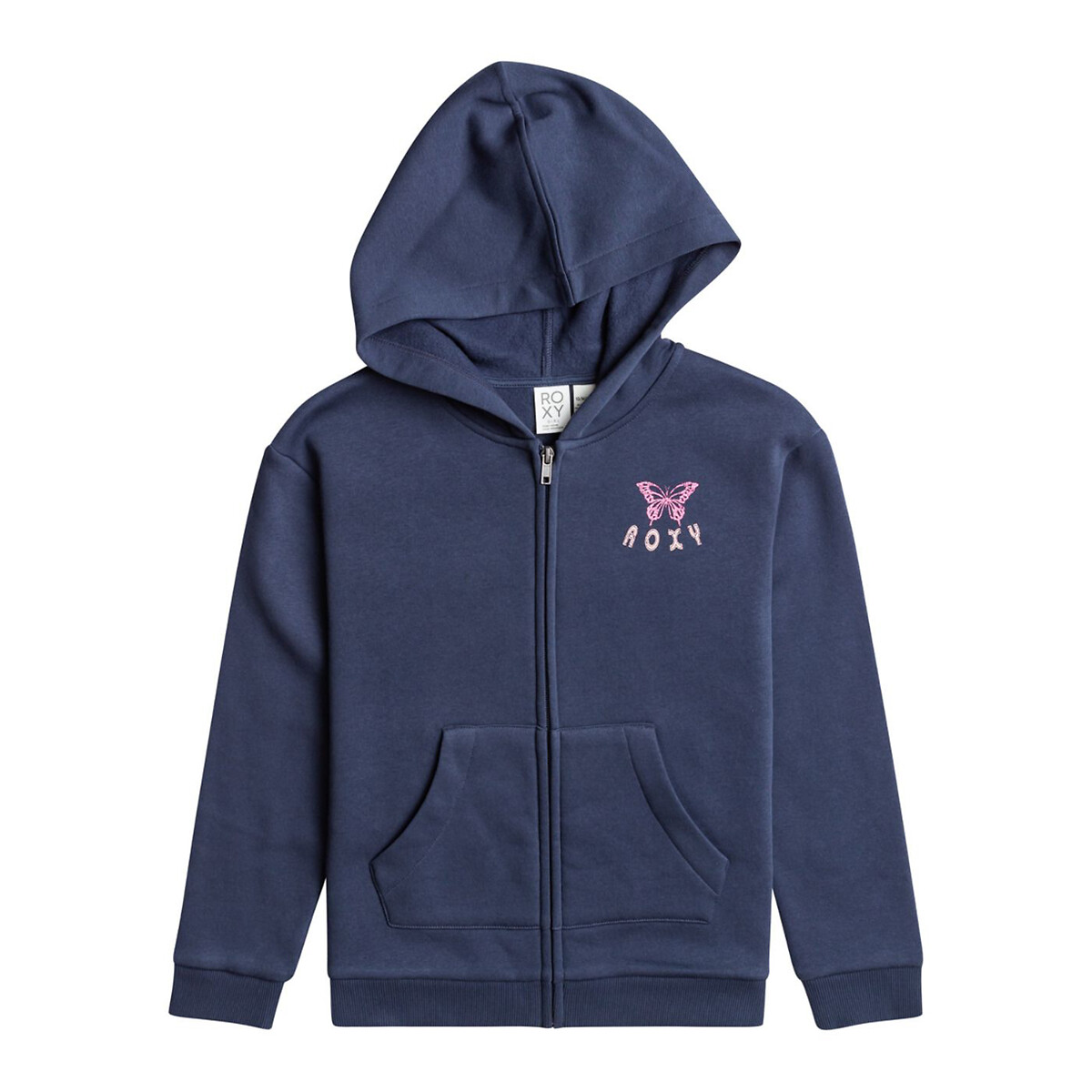 Zip-up hoodie in cotton mix, navy blue, Roxy | La Redoute