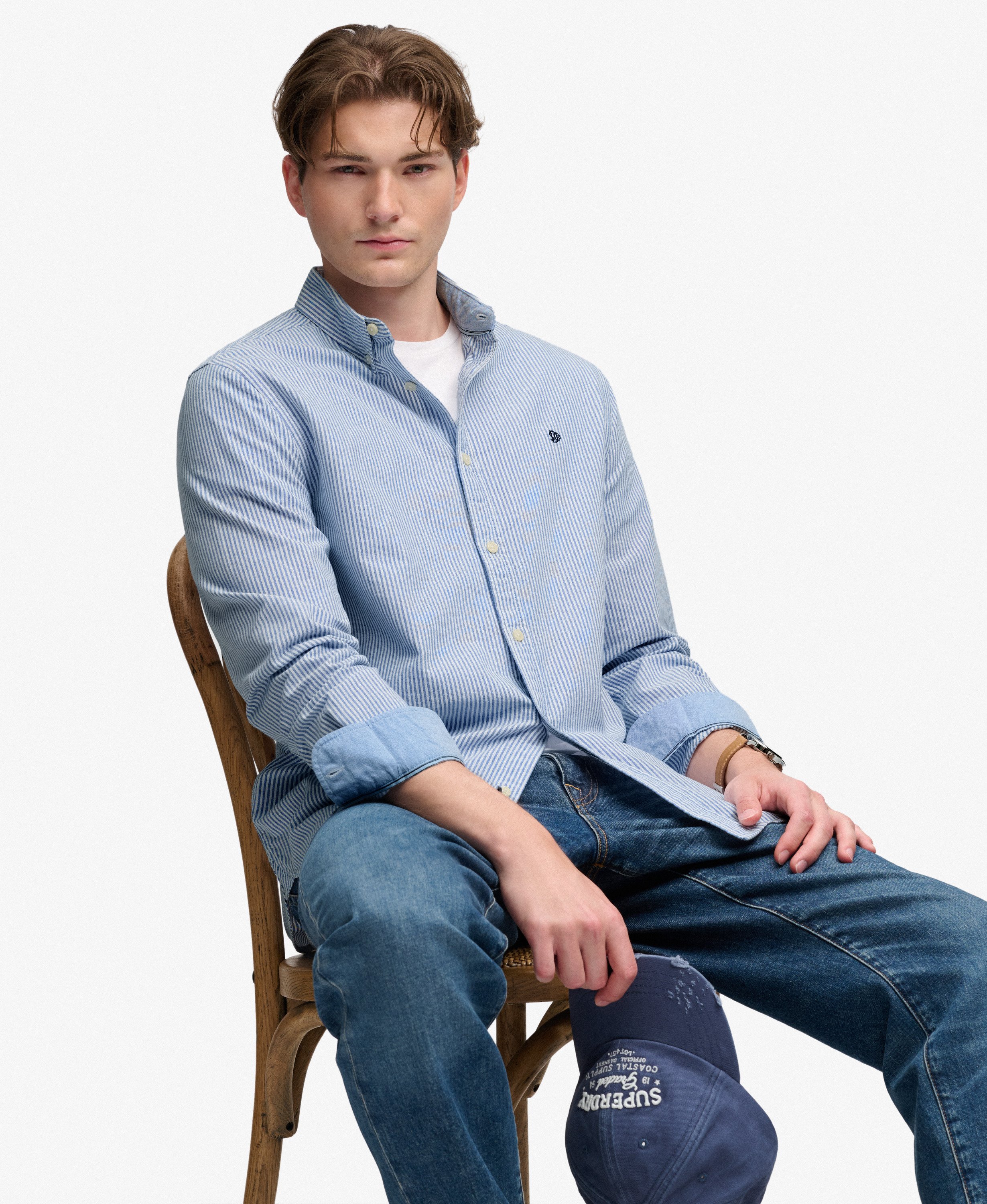 Chemise Oxford Preppy Manches Longues Coupe Décontractée, SUPERDRY