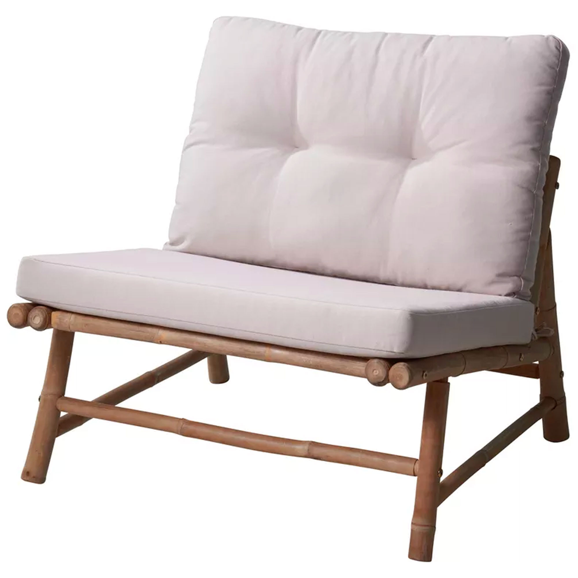 Fauteuil en bambou et coussins beiges 78x76x76cm, WADIGA