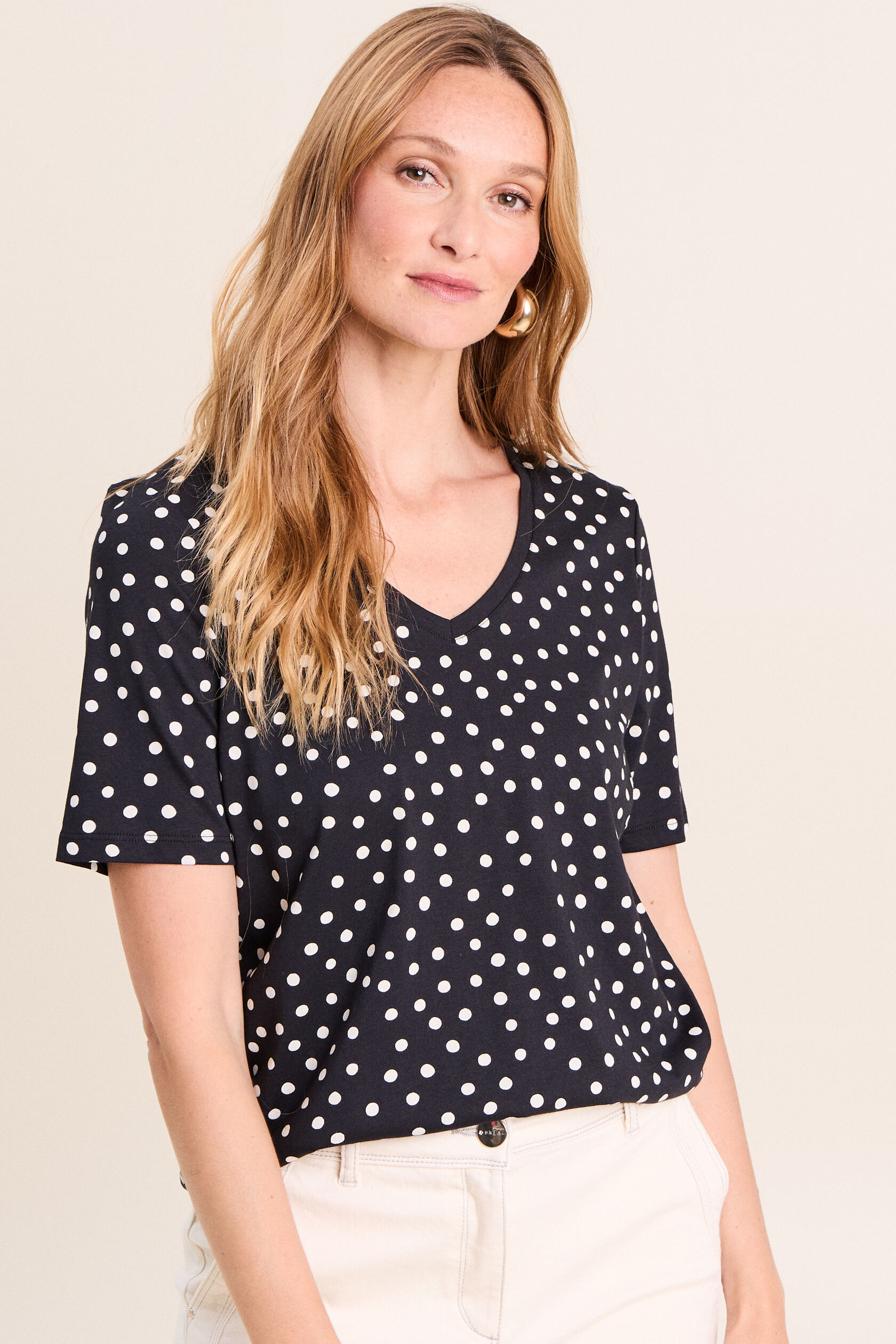 T-shirt droit col v manches courtes, BREAL