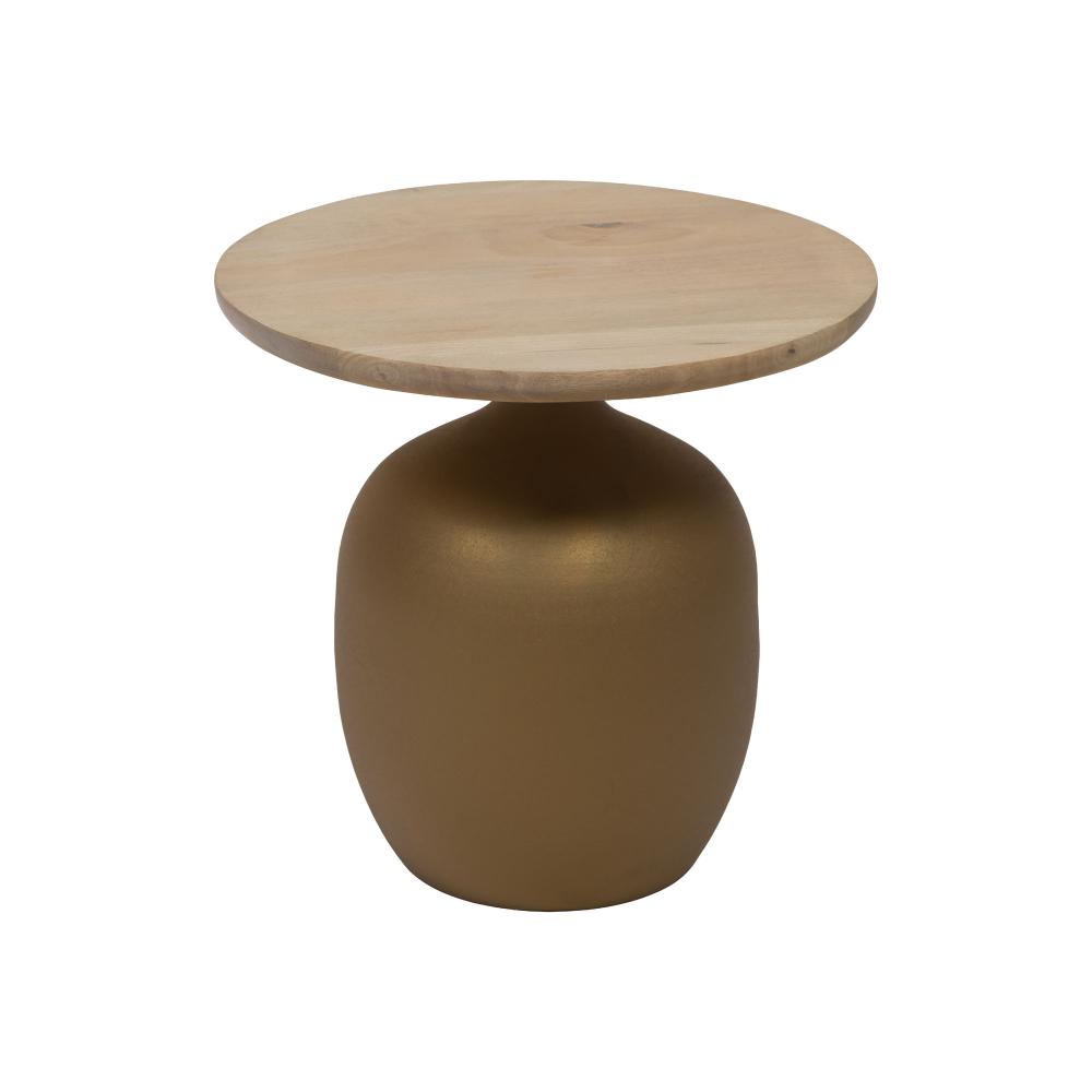 Bout de canapé rond olive en manguier et métal Ø45 cm Lidia, AMADEUS