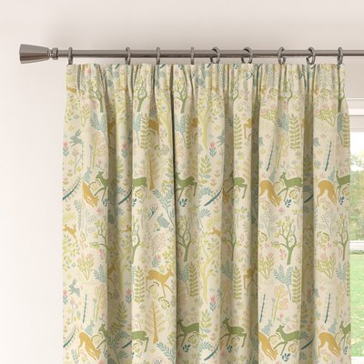 Woodland Tapestry Teal Blackout Pencil Pleat Pair of Curtains SO'HOME