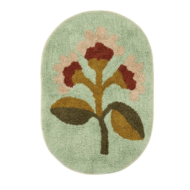Tapis de bain ovale coton tufté floral, MADAM STOLTZ