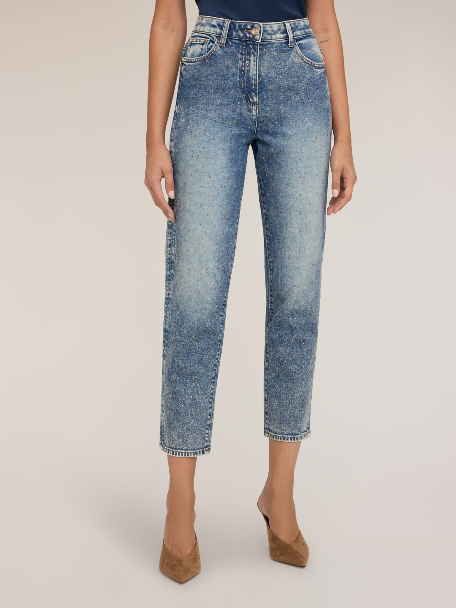 Jean regular mum fit avec strass, MOTIVI