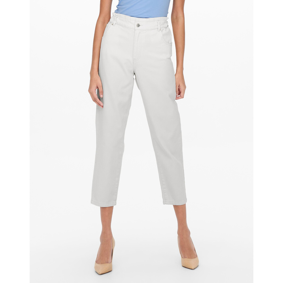 Cropped high waist jeans, white, Jdy | La Redoute