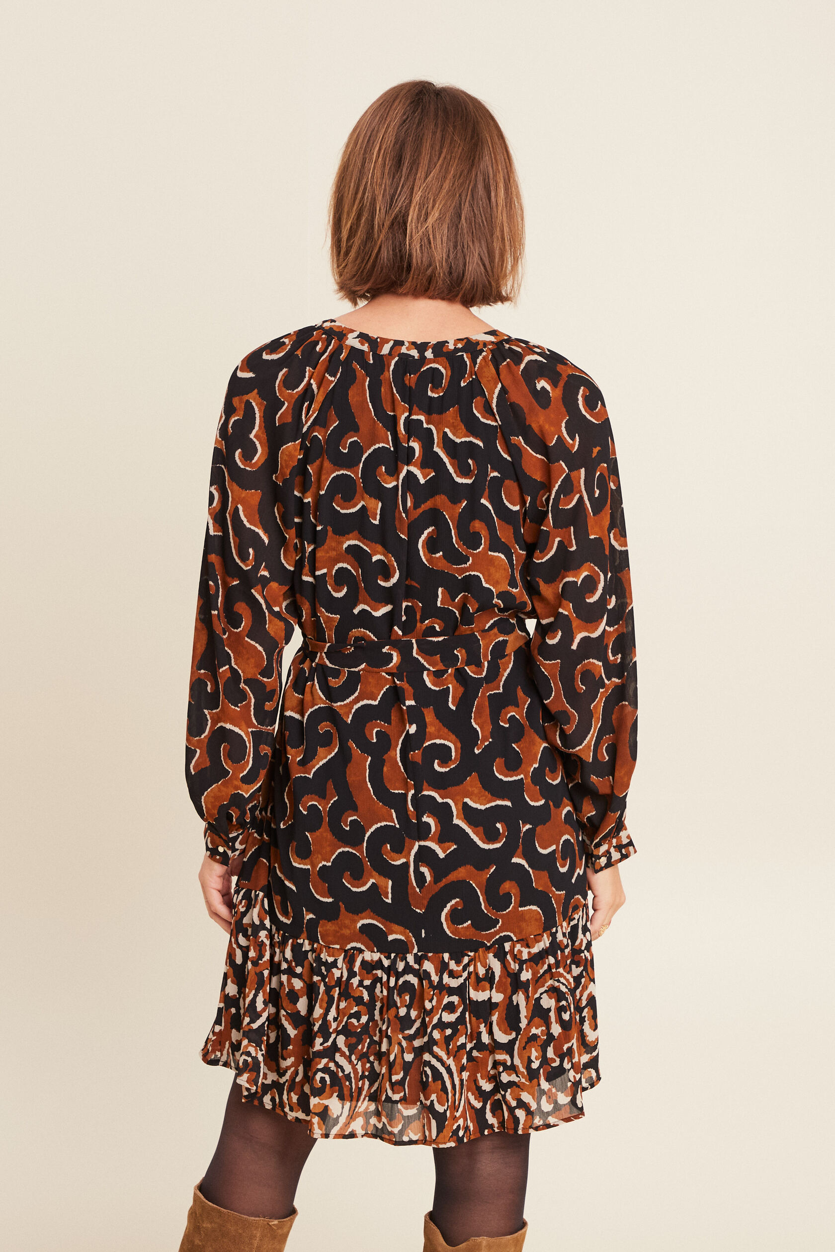 Robe Imprimée Patrice BREAL Taille 42 - Manches Longues, Neuf Avec Étiquettes - Valeur 70€