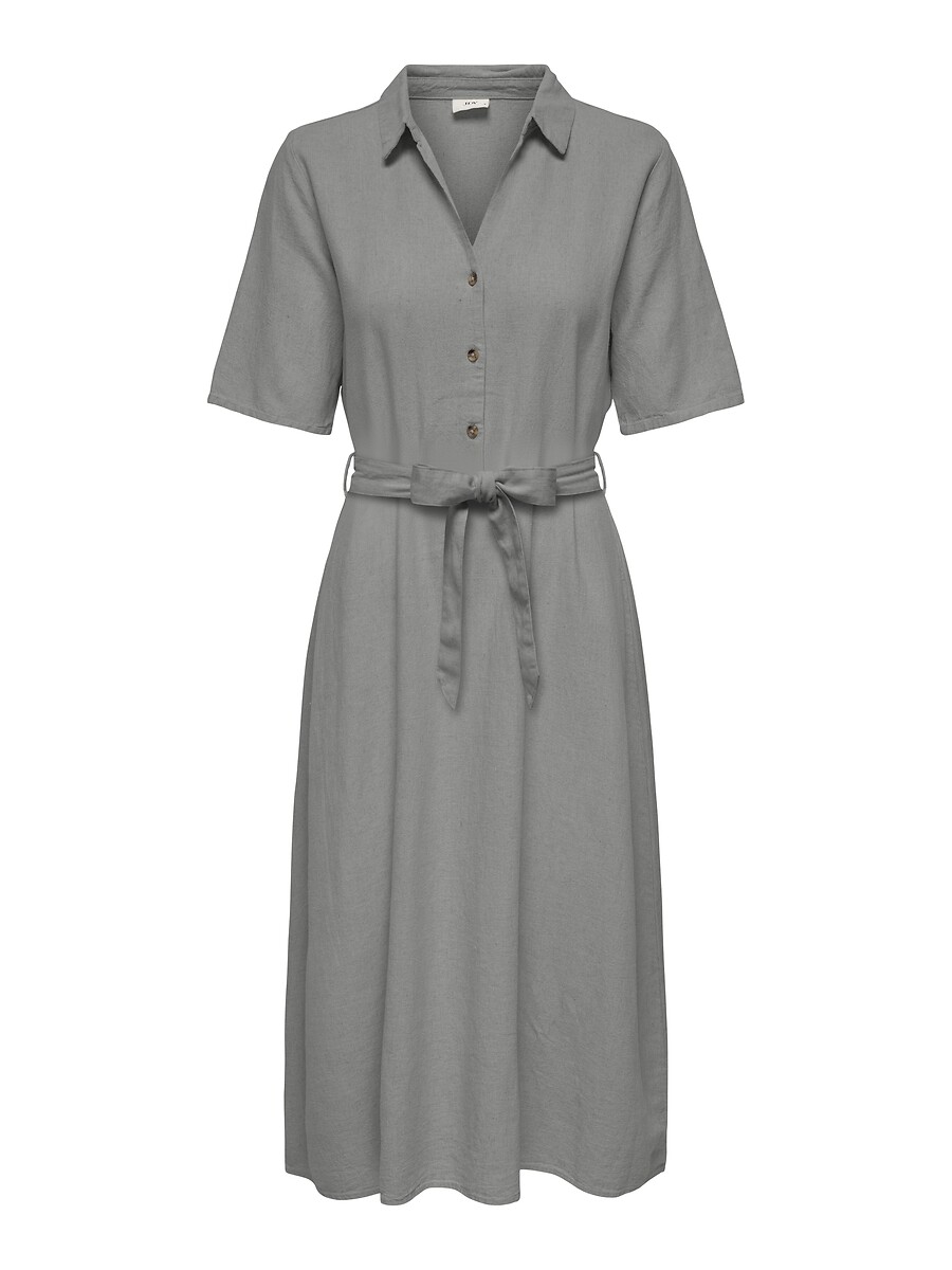 Midi-Length Dress with Belt, Shirt Collar, JDY