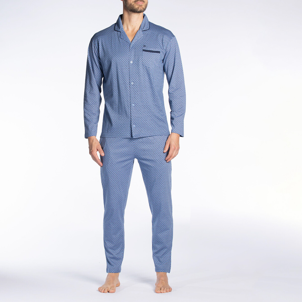 Cotton Pyjamas with Shirt Collar