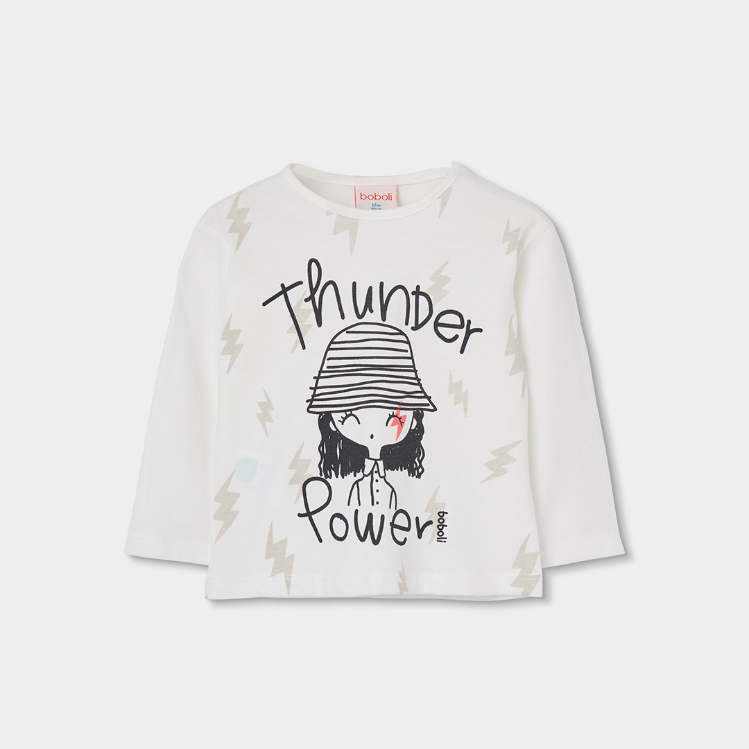 T-shirt fille en maille imprimé Thunder Power, BOBOLI