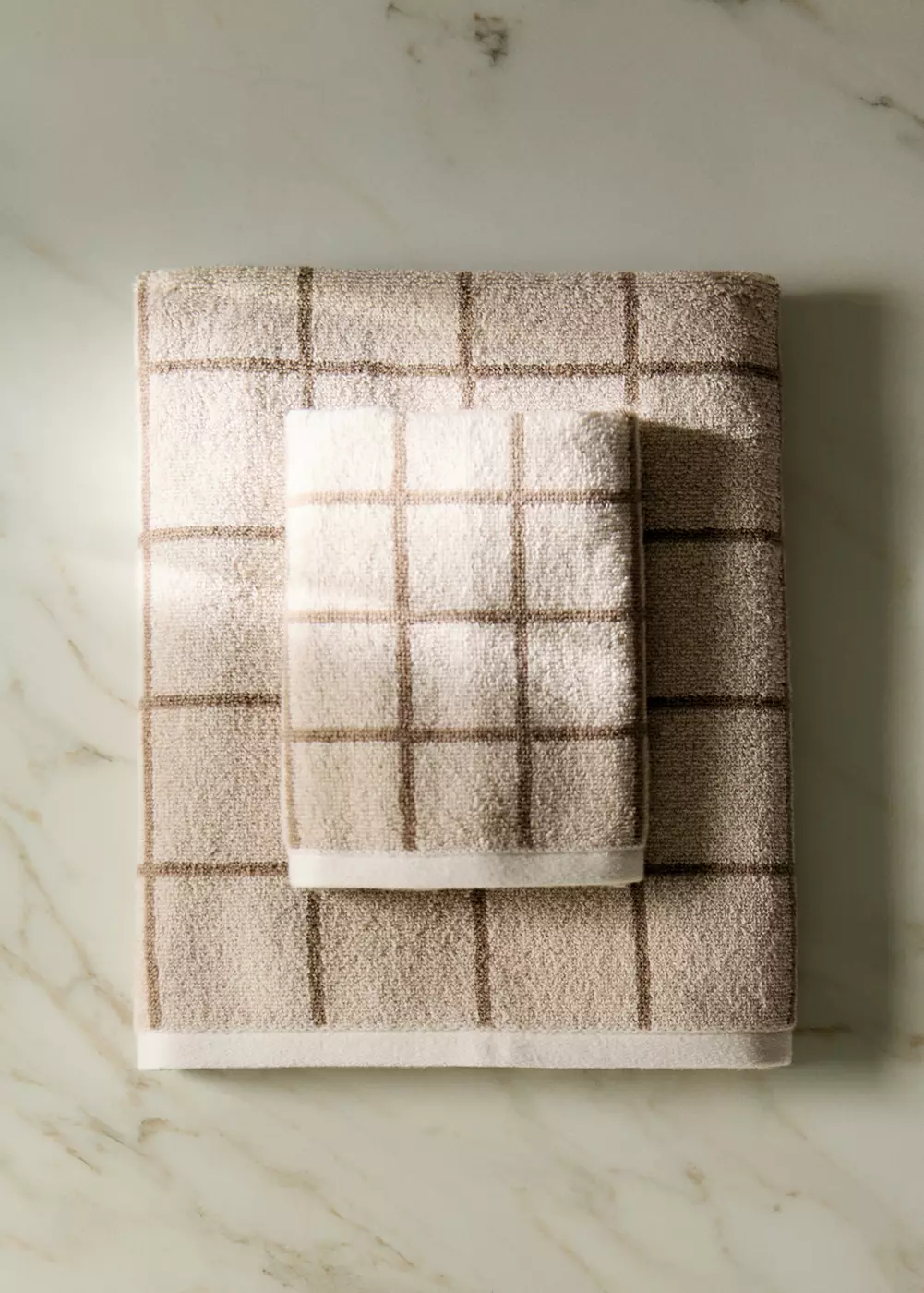 Drap de bain coton bouclette à carreaux, MANGO HOME