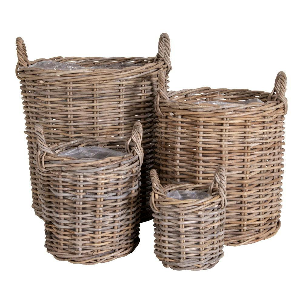 Cache-pot en rotin, fines tiges (lot de 4), PIER IMPORT