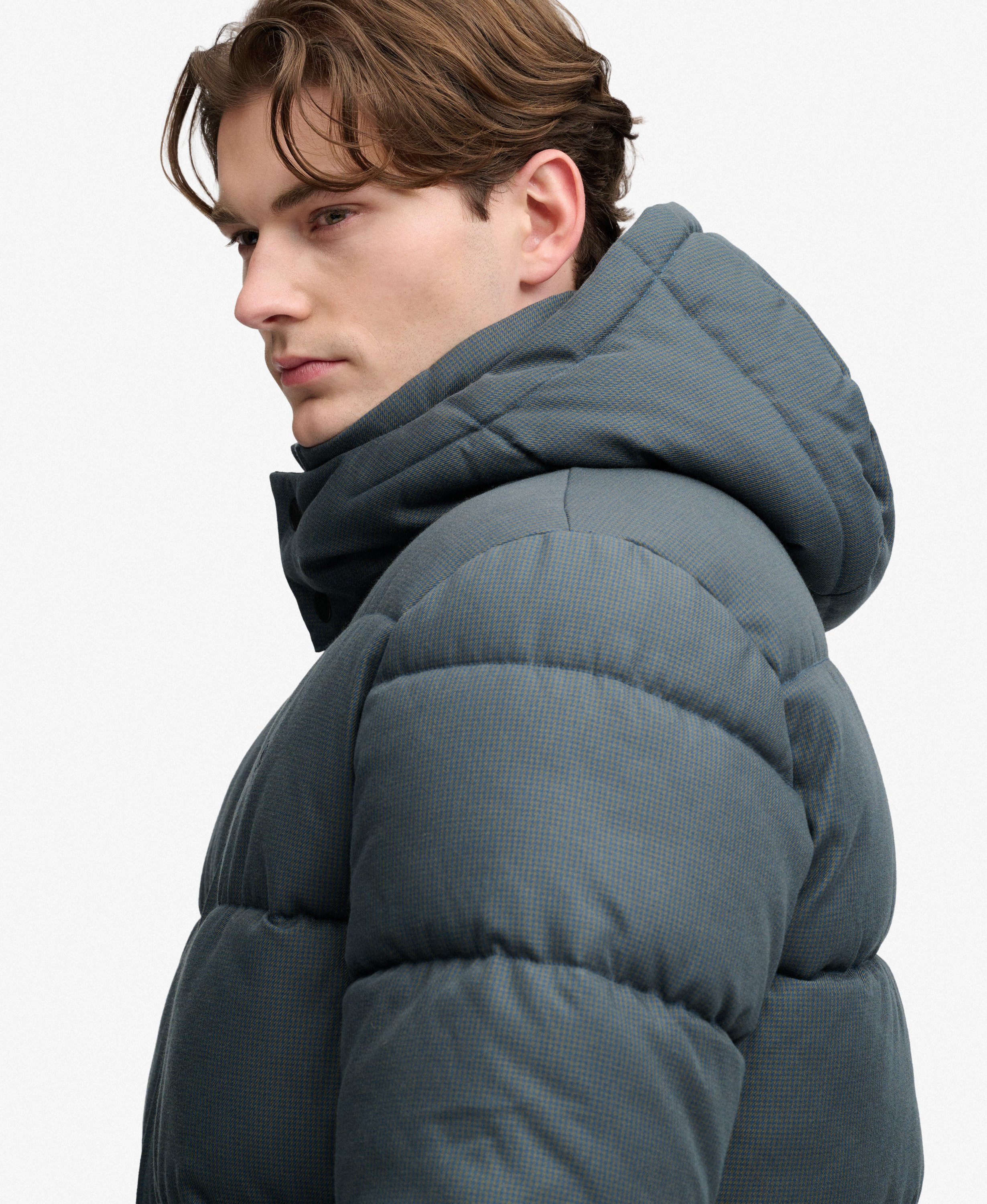 Doudoune à Capuche à Carreaux Premium, SUPERDRY