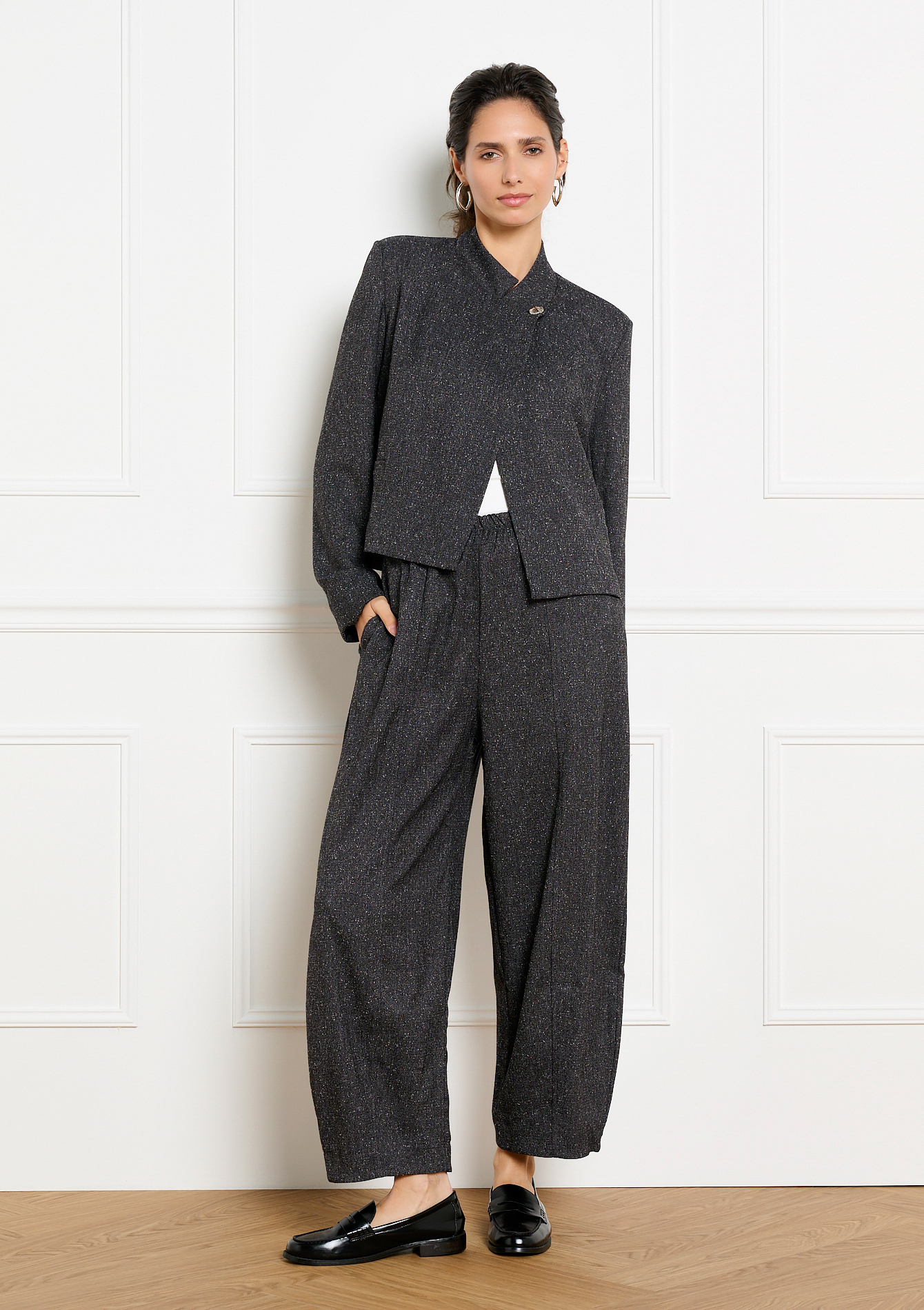 Pantalon barrel effet laine, LOLALIZA