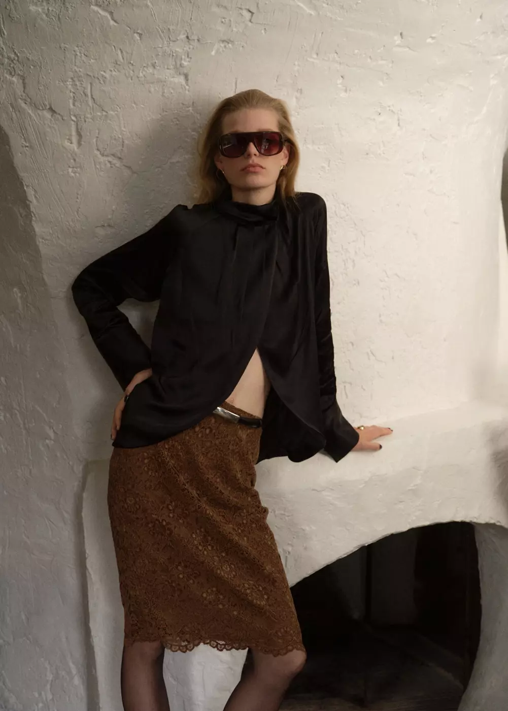 Jupe midi dentelle, MANGO