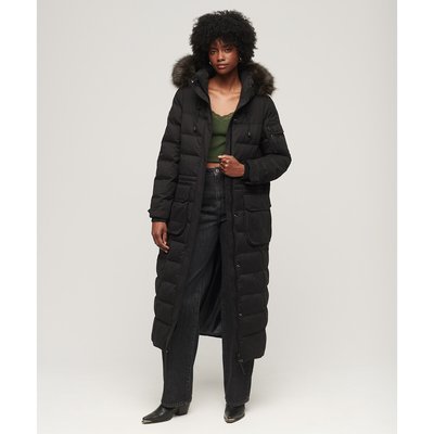 Long Hooded Parka with Faux Fur Trim SUPERDRY