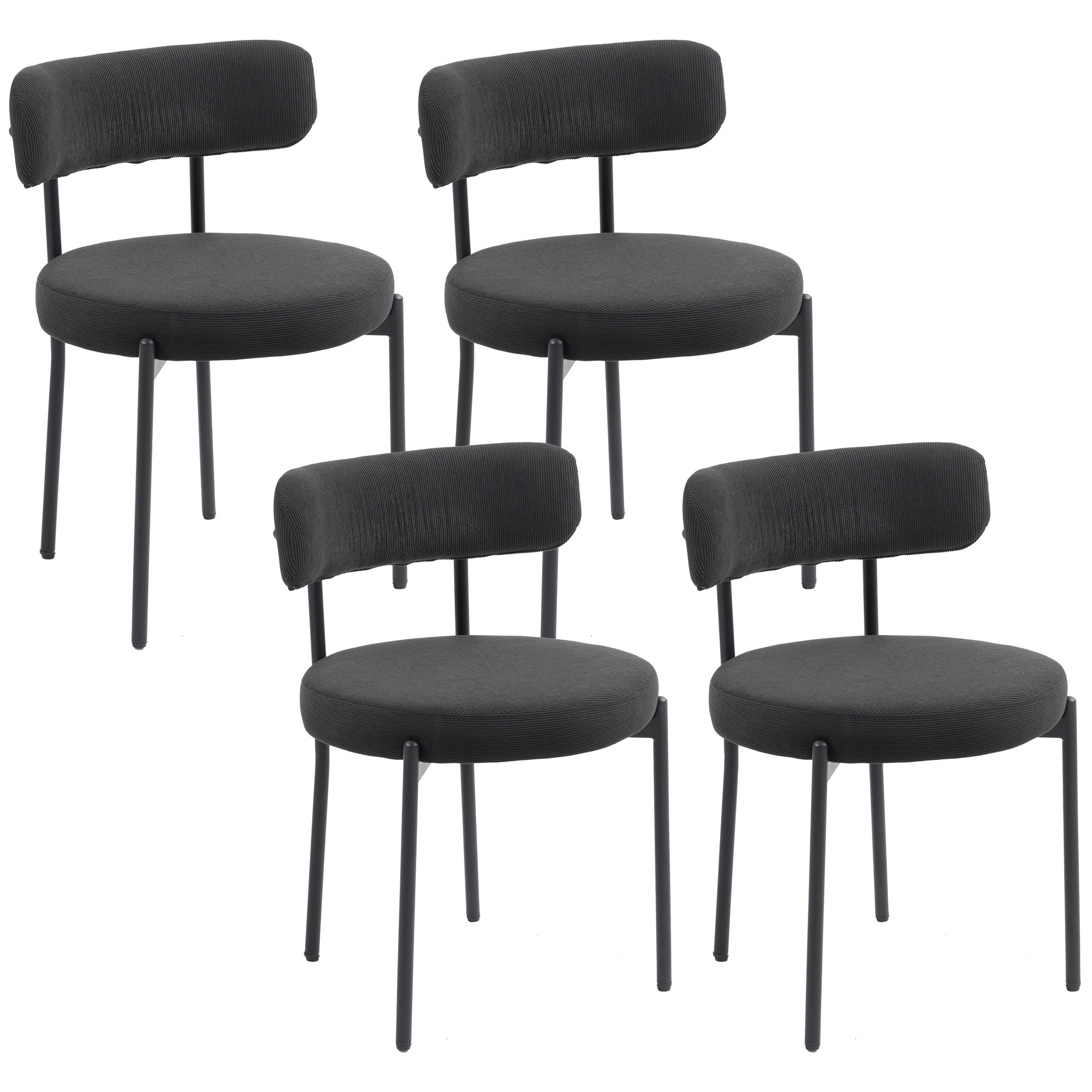 Chaise de salle à manger Polyester Noir, HOMCOM
