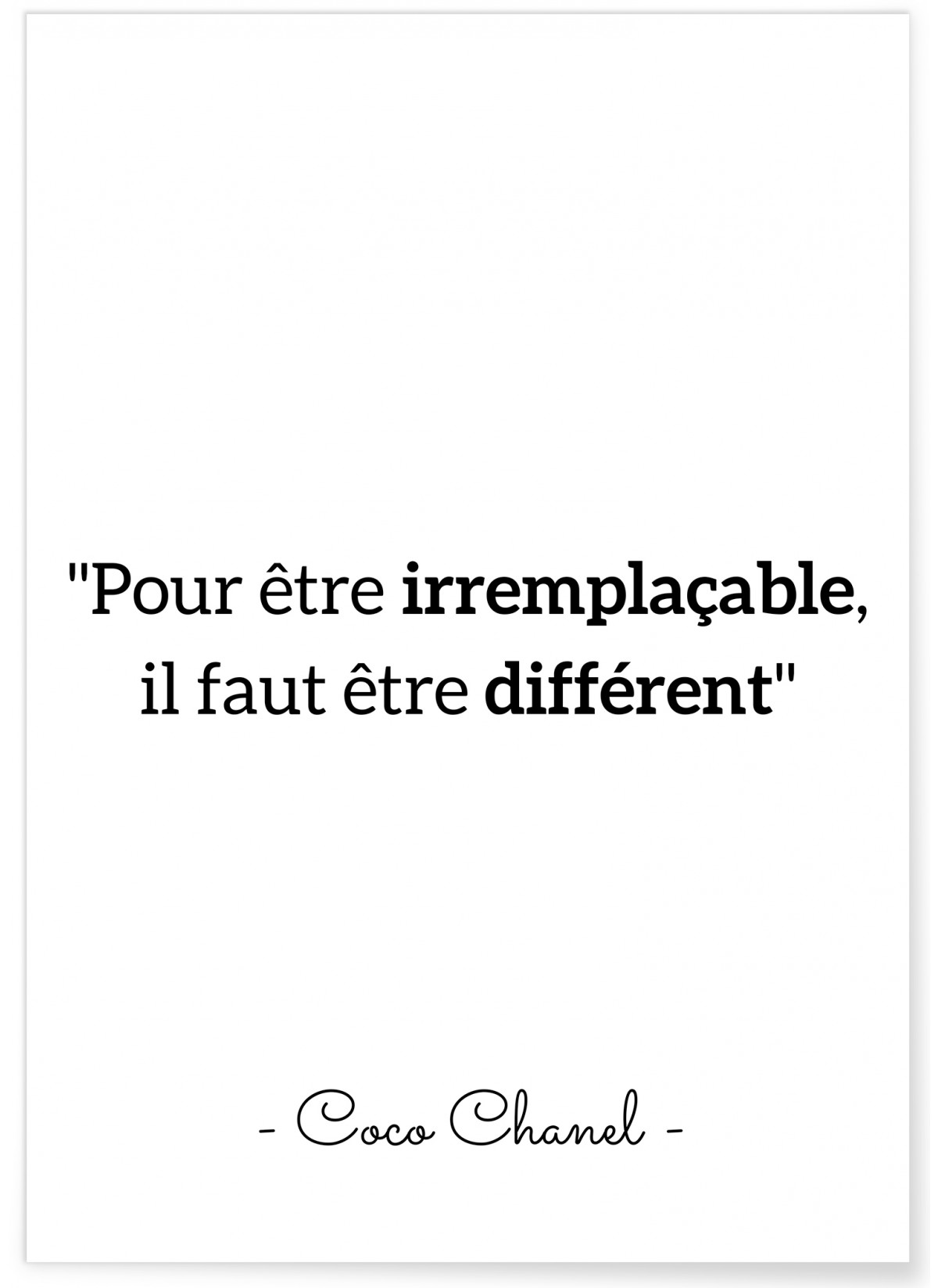 Affiche Citation Coco Chanel : 'Pour être irremplaçable…', L'AFFICHERIE