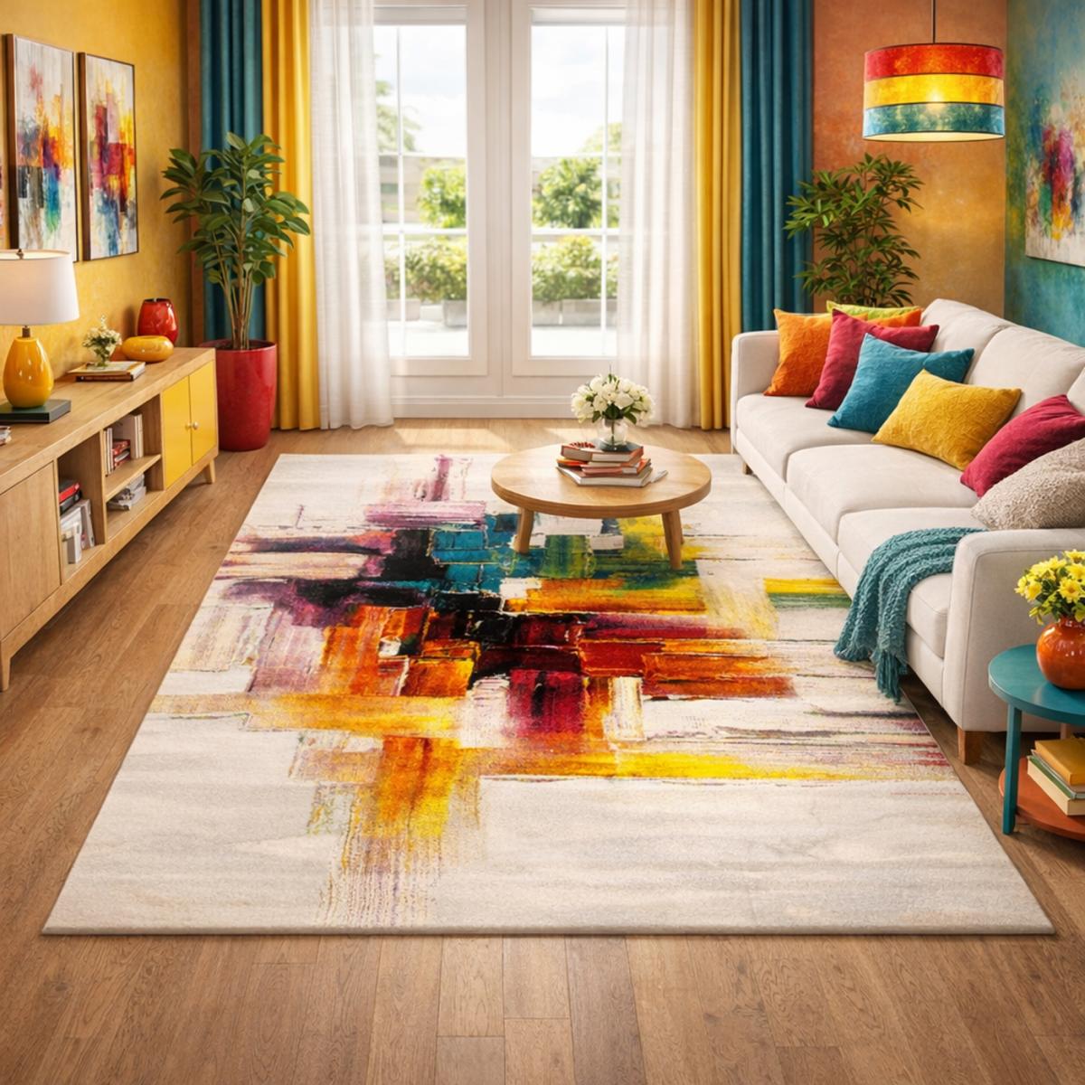 Tapis salon et chambre tissé motif abstrait LYN8 BELO 3, UN AMOUR DE TAPIS
