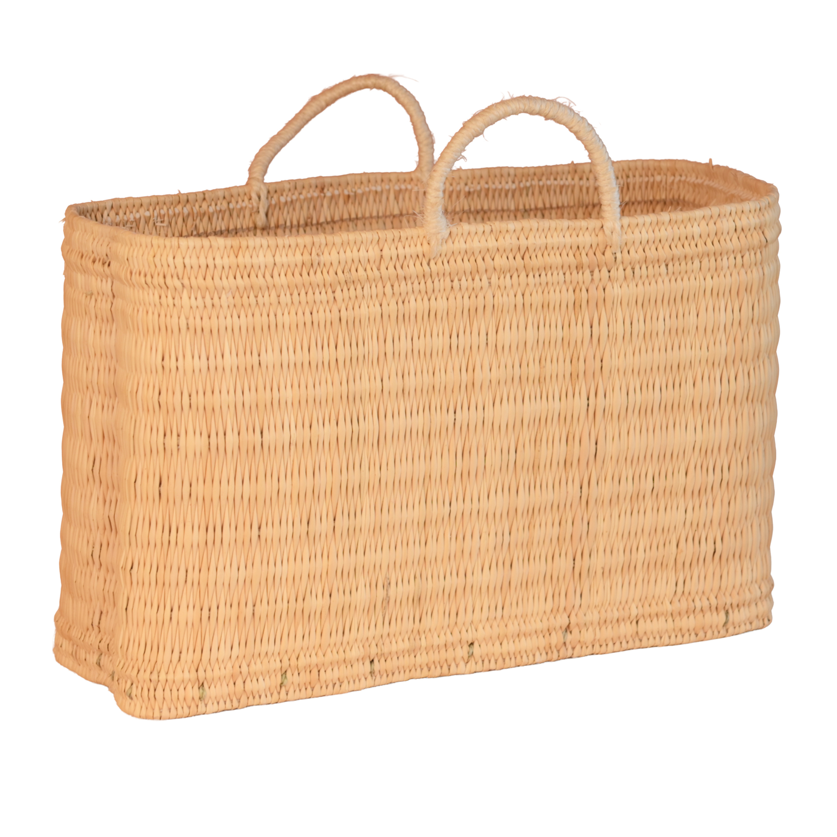 Grand panier en paille et anse coton Hassira - LOJI, HOME MAISON