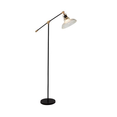 135cm Clear Ribbed Glass, Black and Brass Floor Lamp SO'HOME